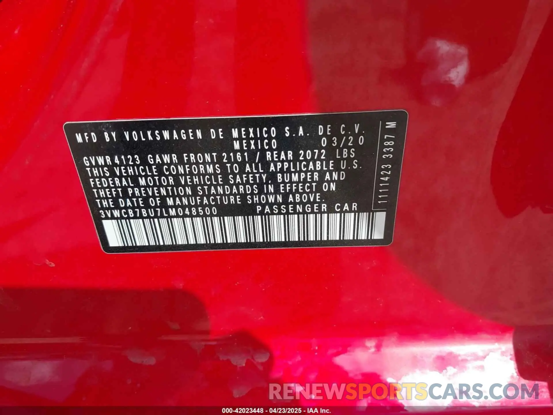 9 Photograph of a damaged car 3VWCB7BU7LM048500 VOLKSWAGEN JETTA 2020