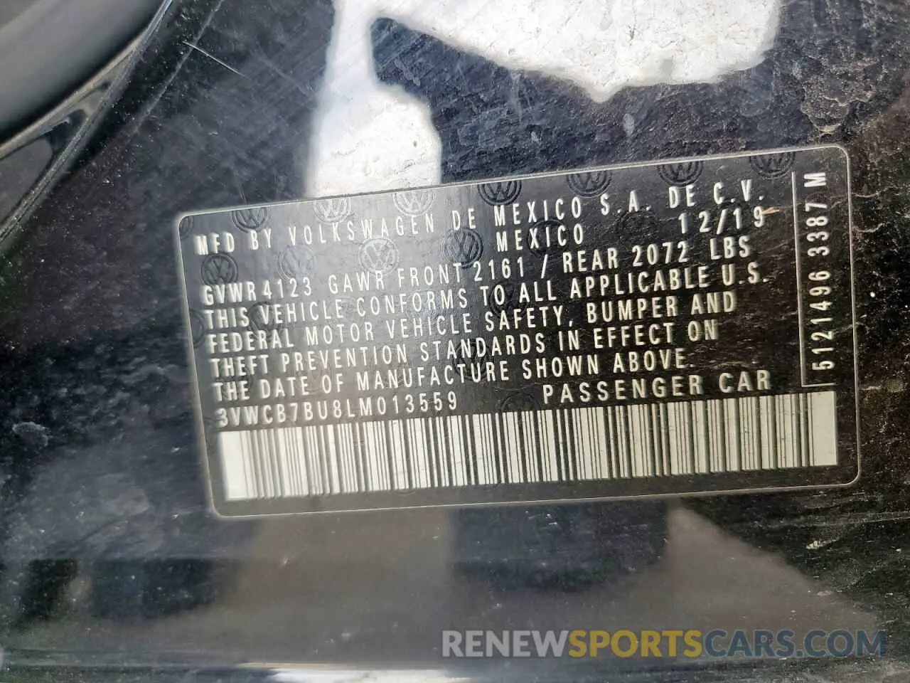 13 Photograph of a damaged car 3VWCB7BU8LM013559 VOLKSWAGEN JETTA 2020