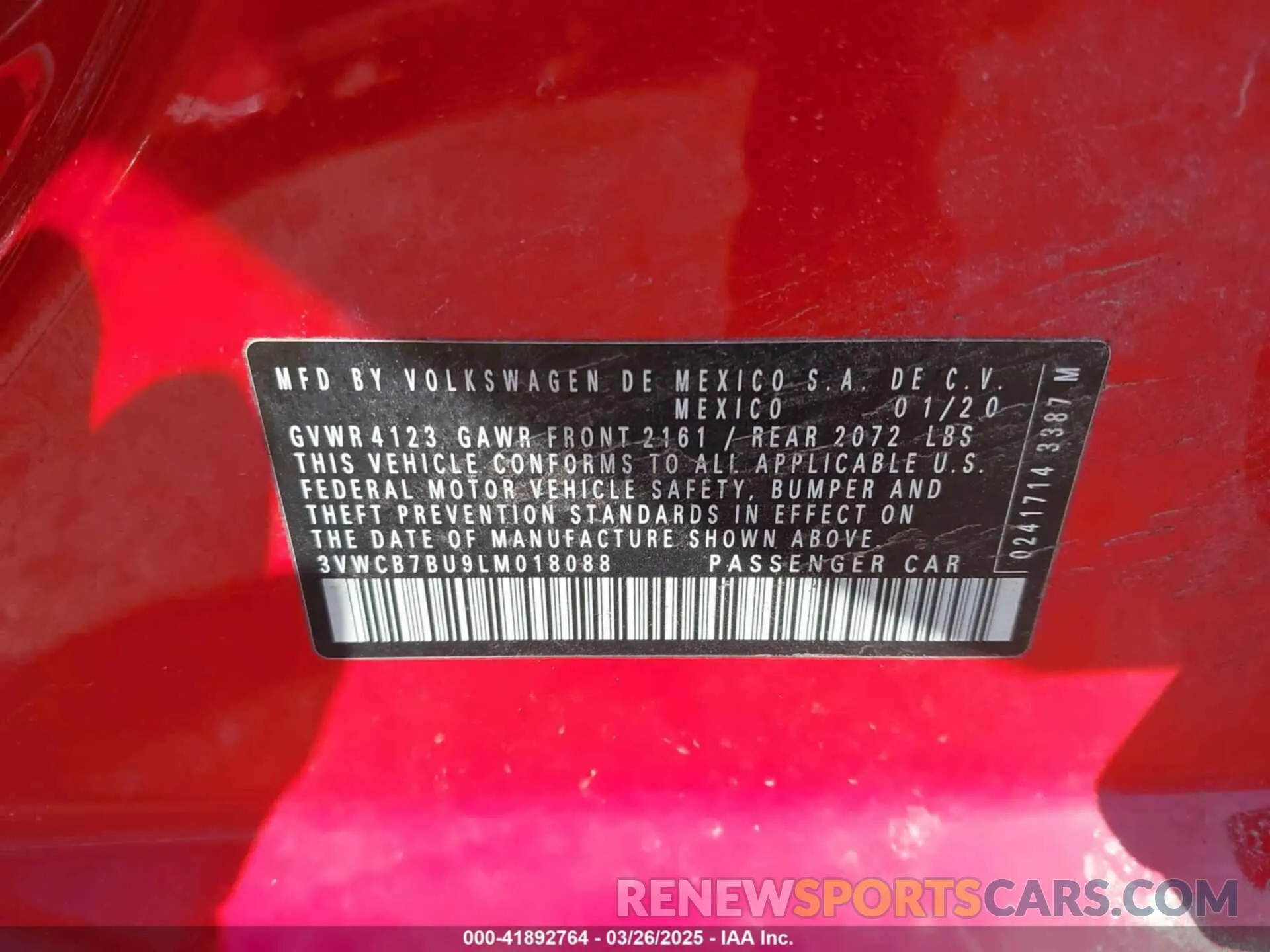 9 Photograph of a damaged car 3VWCB7BU9LM018088 VOLKSWAGEN JETTA 2020