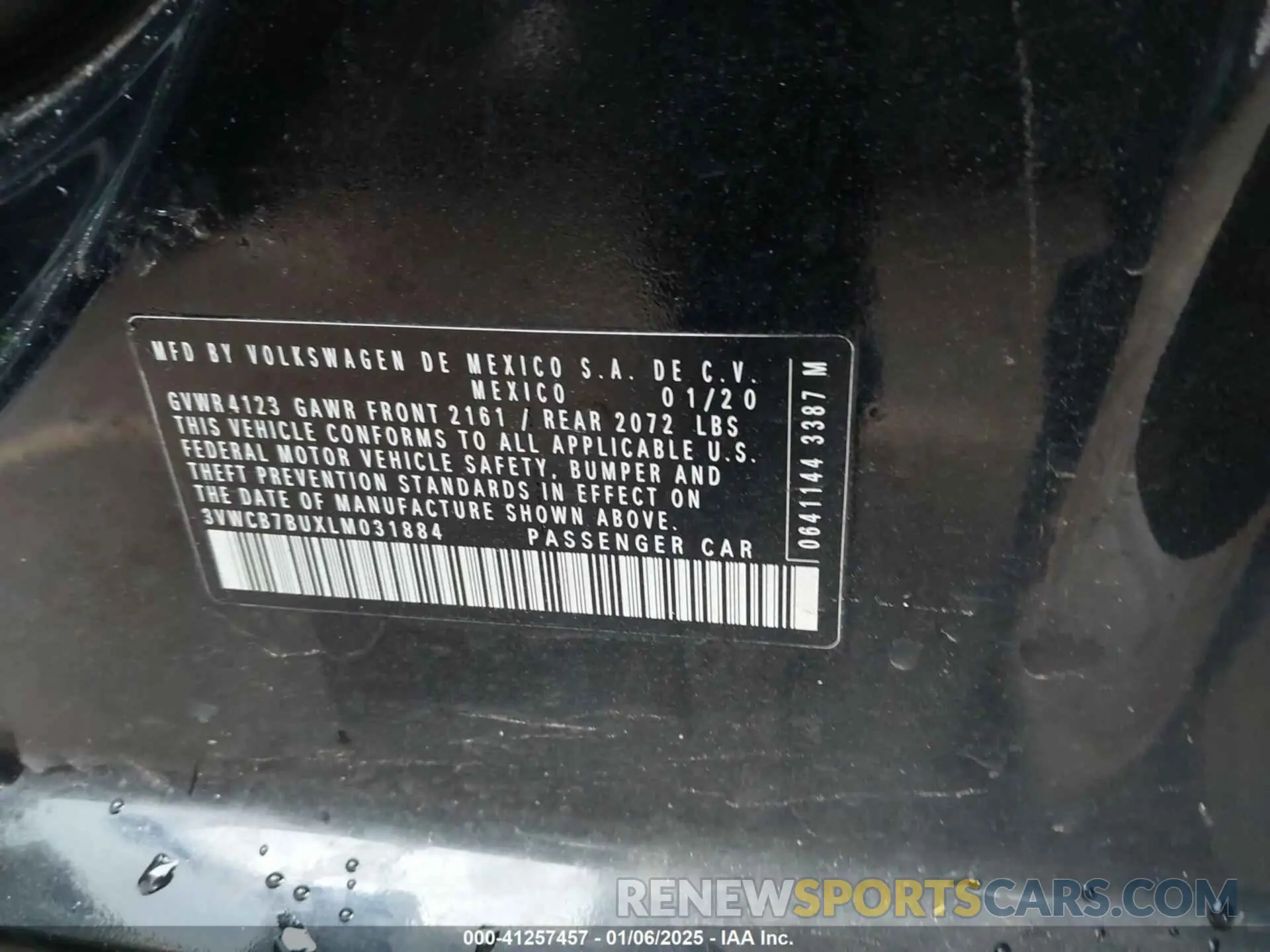 9 Photograph of a damaged car 3VWCB7BUXLM031884 VOLKSWAGEN JETTA 2020