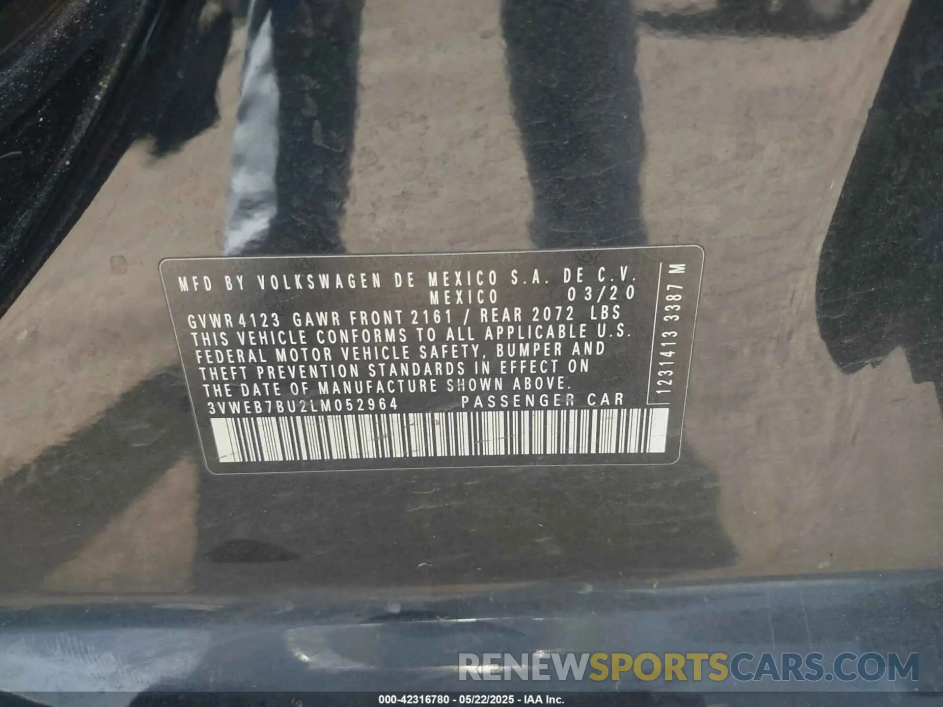 9 Photograph of a damaged car 3VWEB7BU2LM052964 VOLKSWAGEN JETTA 2020
