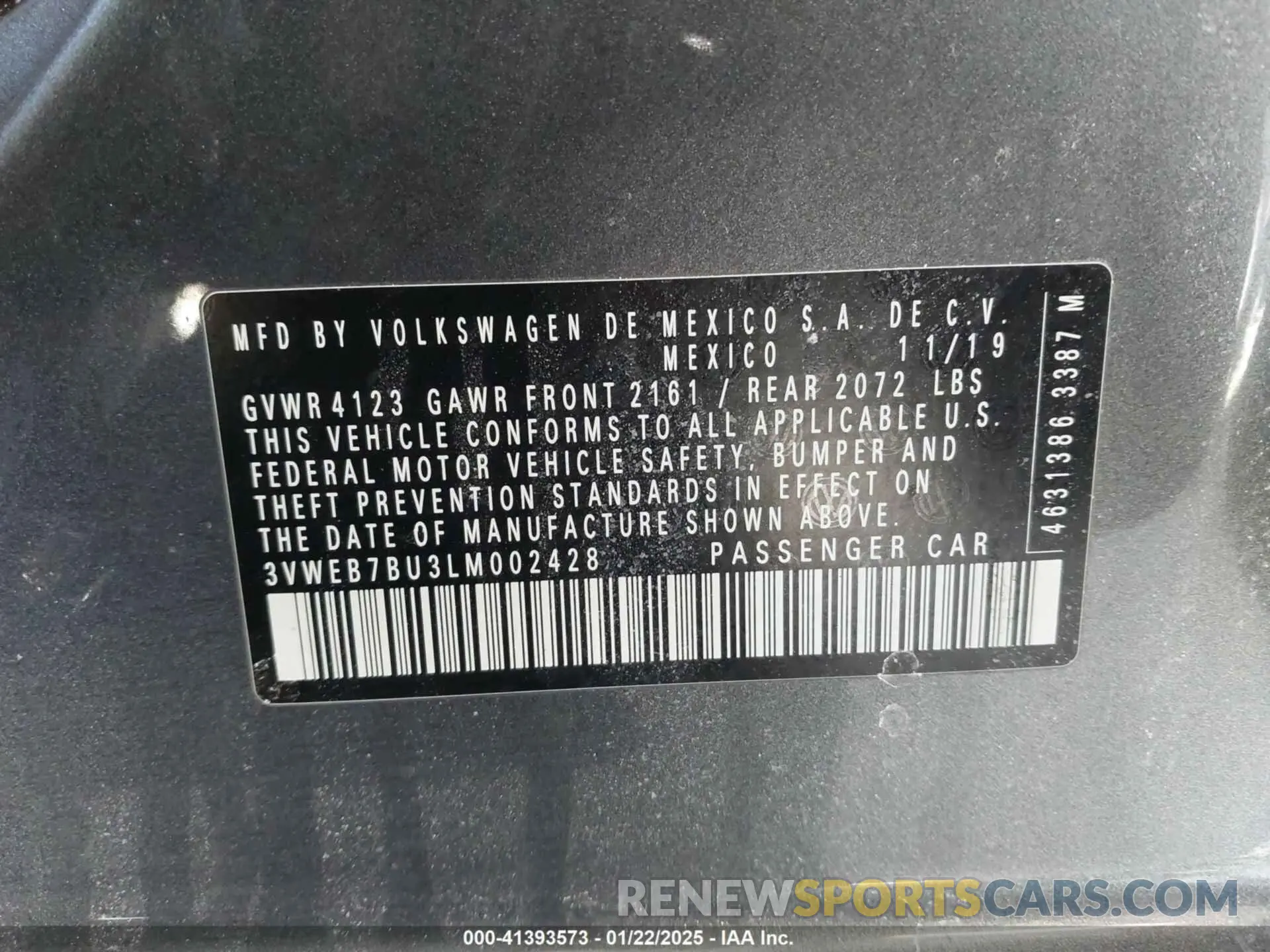 9 Photograph of a damaged car 3VWEB7BU3LM002428 VOLKSWAGEN JETTA 2020