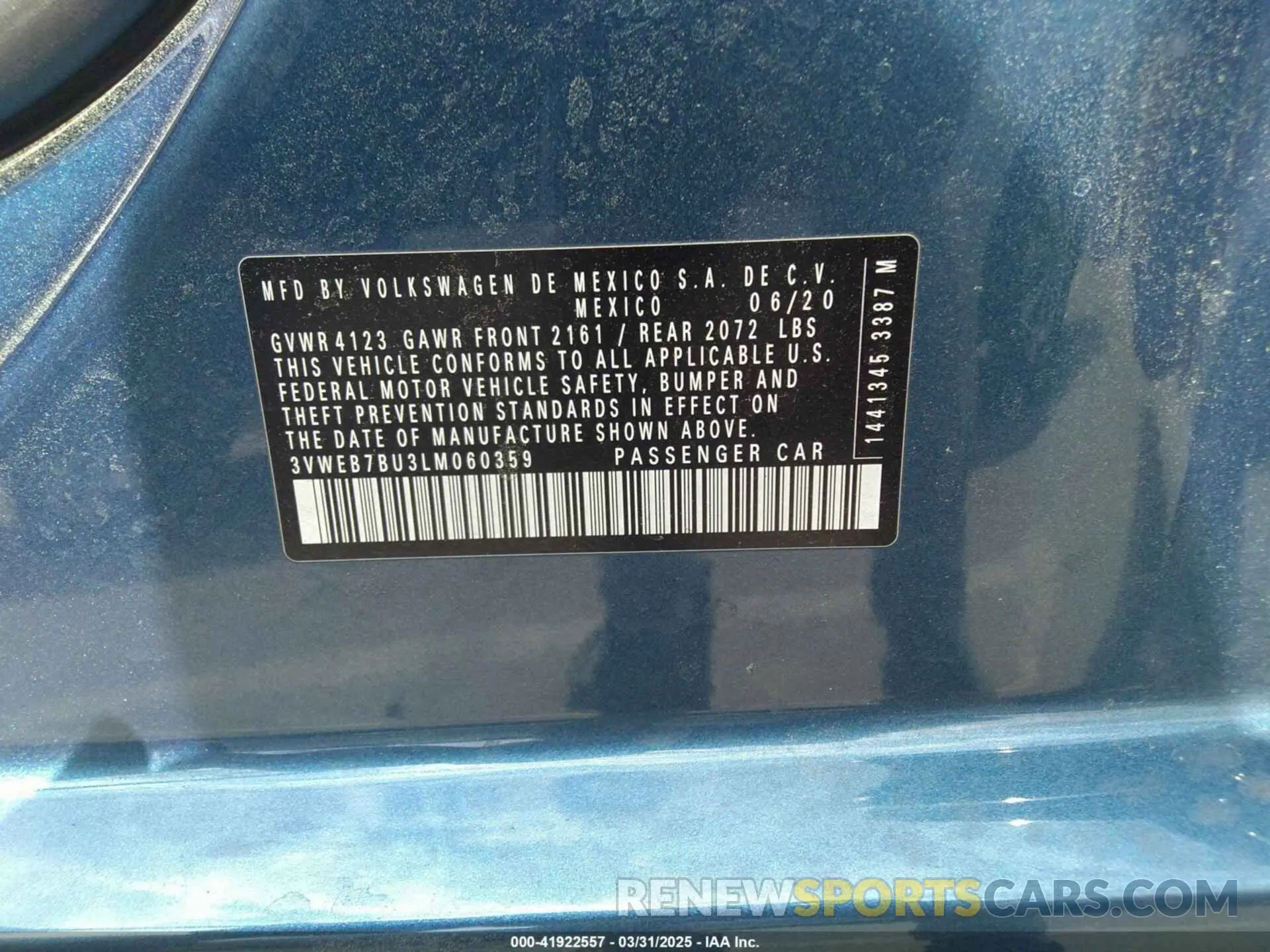 9 Photograph of a damaged car 3VWEB7BU3LM060359 VOLKSWAGEN JETTA 2020