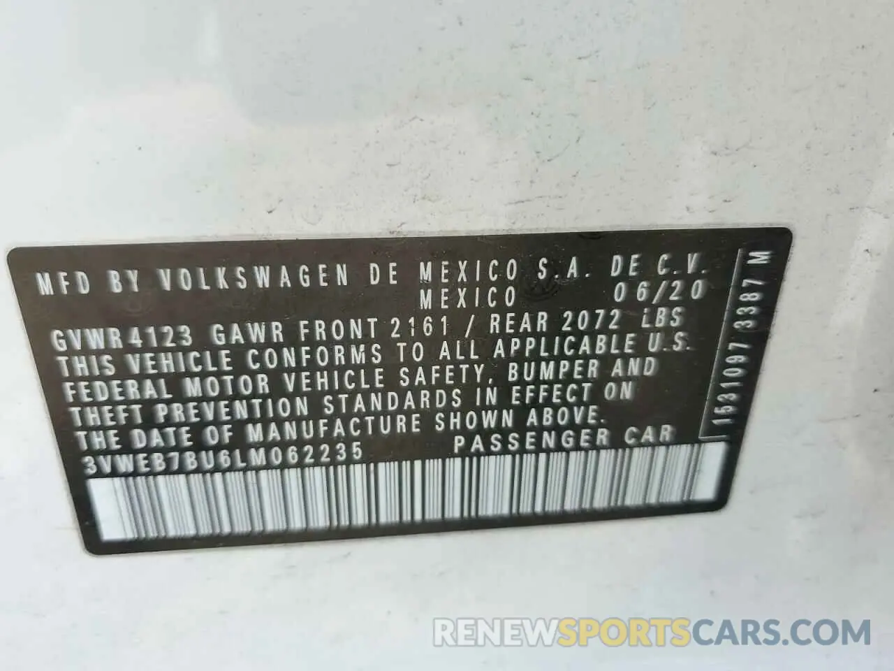 14 Photograph of a damaged car 3VWEB7BU6LM062235 VOLKSWAGEN JETTA 2020