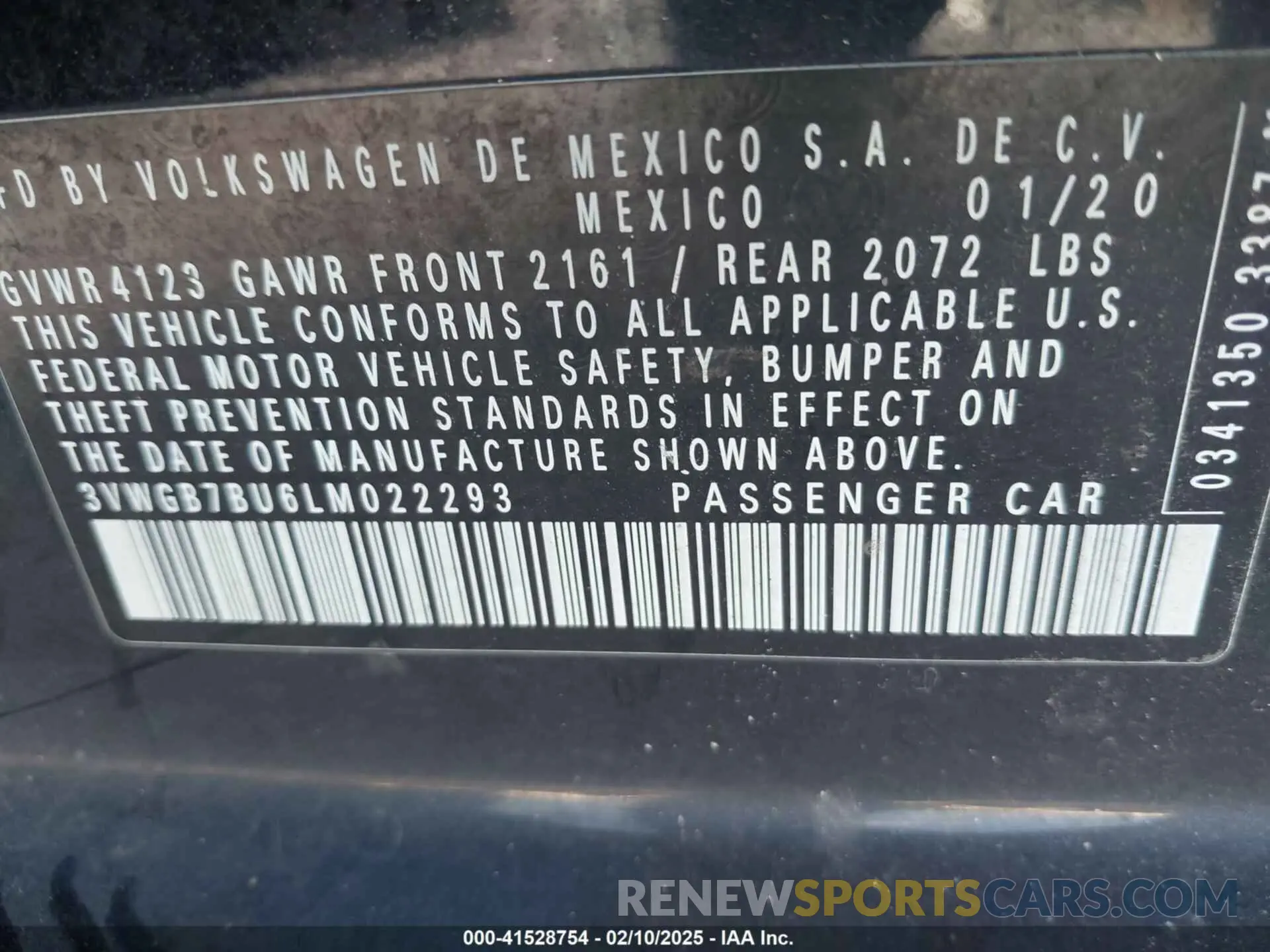 9 Photograph of a damaged car 3VWGB7BU6LM022293 VOLKSWAGEN JETTA 2020
