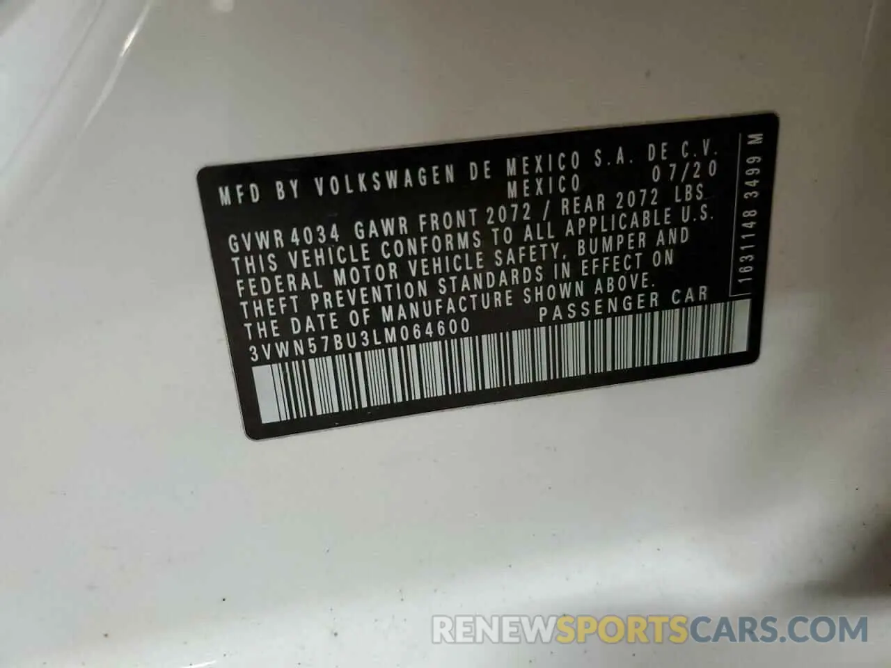 12 Photograph of a damaged car 3VWN57BU3LM064600 VOLKSWAGEN JETTA 2020