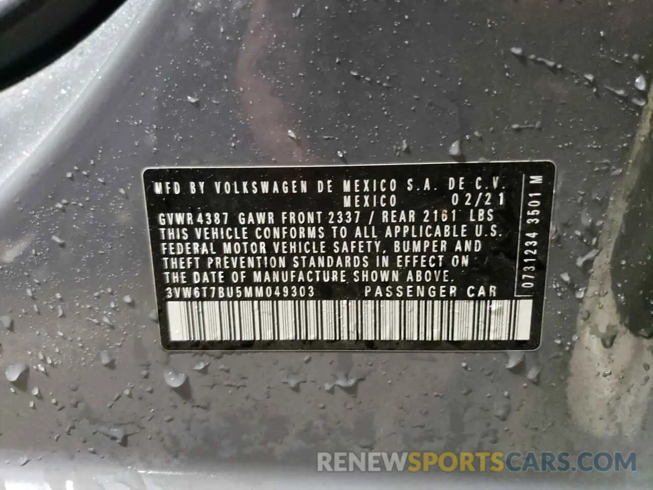 13 Photograph of a damaged car 3VW6T7BU5MM049303 VOLKSWAGEN JETTA 2021