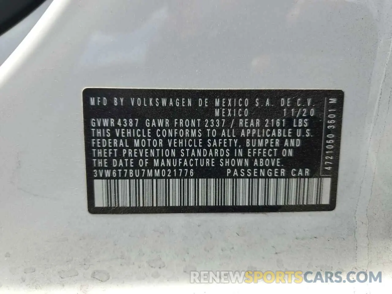 12 Photograph of a damaged car 3VW6T7BU7MM021776 VOLKSWAGEN JETTA 2021