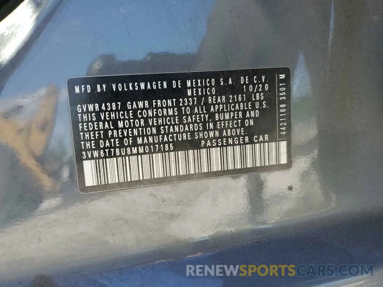 13 Photograph of a damaged car 3VW6T7BU8MM017185 VOLKSWAGEN JETTA 2021