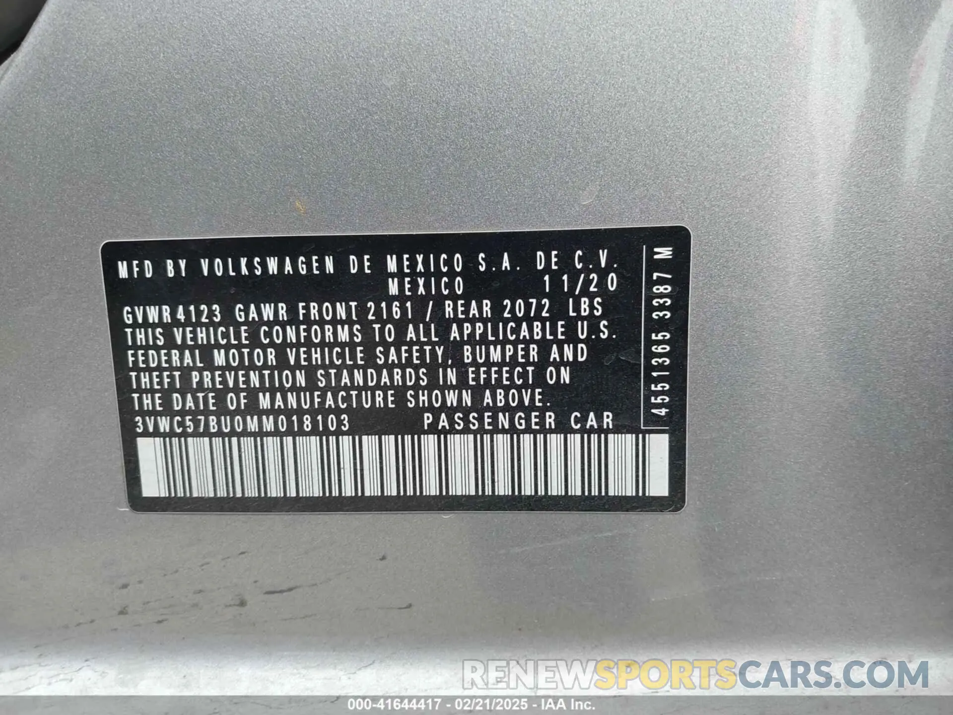 9 Photograph of a damaged car 3VWC57BU0MM018103 VOLKSWAGEN JETTA 2021