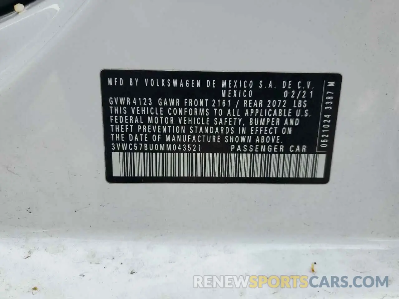15 Photograph of a damaged car 3VWC57BU0MM043521 VOLKSWAGEN JETTA 2021