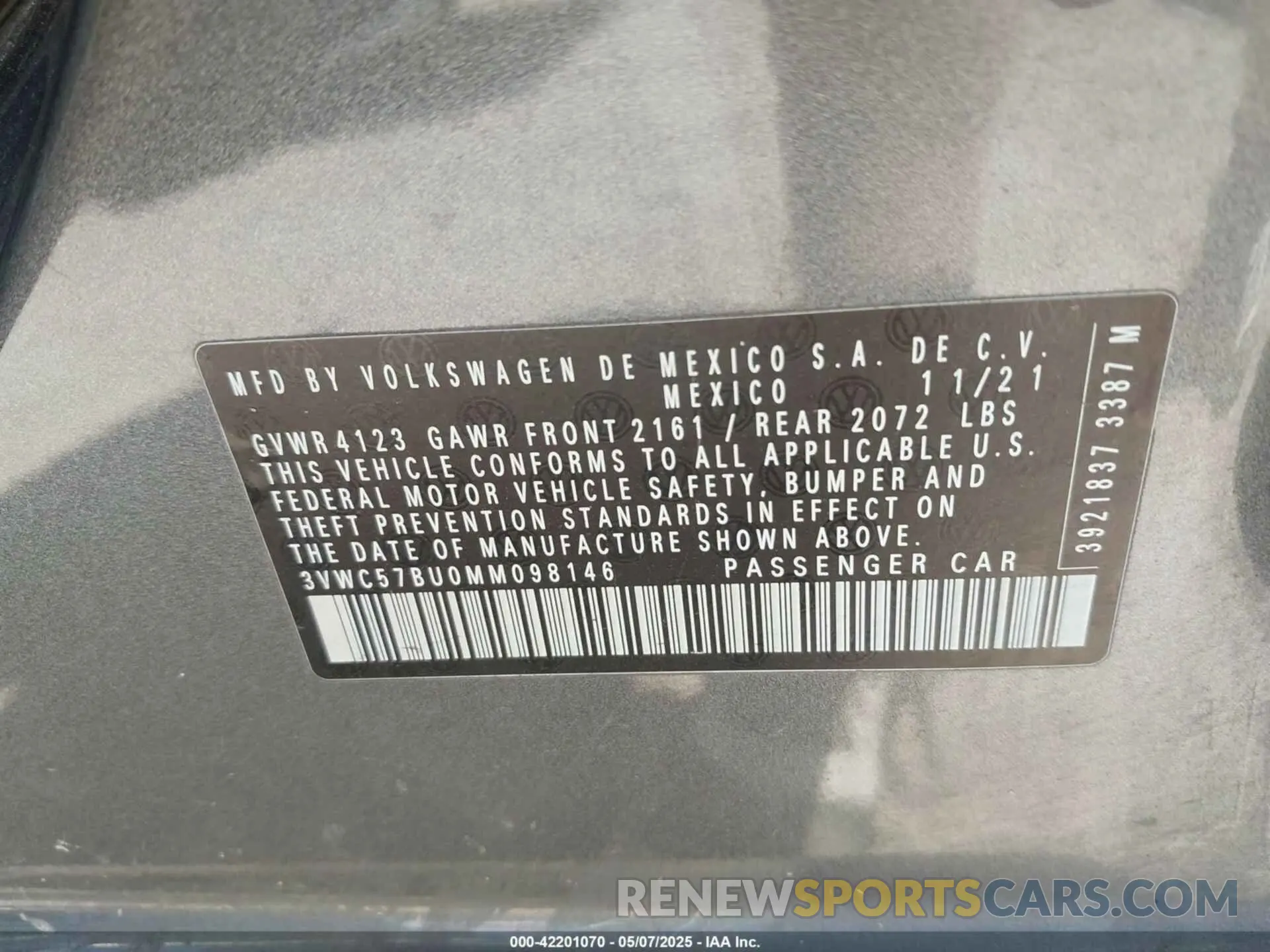 9 Photograph of a damaged car 3VWC57BU0MM098146 VOLKSWAGEN JETTA 2021
