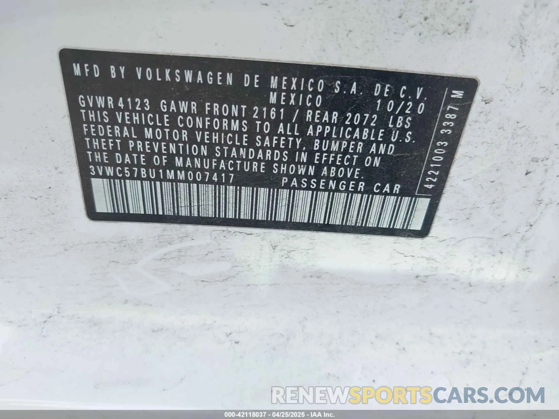 9 Photograph of a damaged car 3VWC57BU1MM007417 VOLKSWAGEN JETTA 2021
