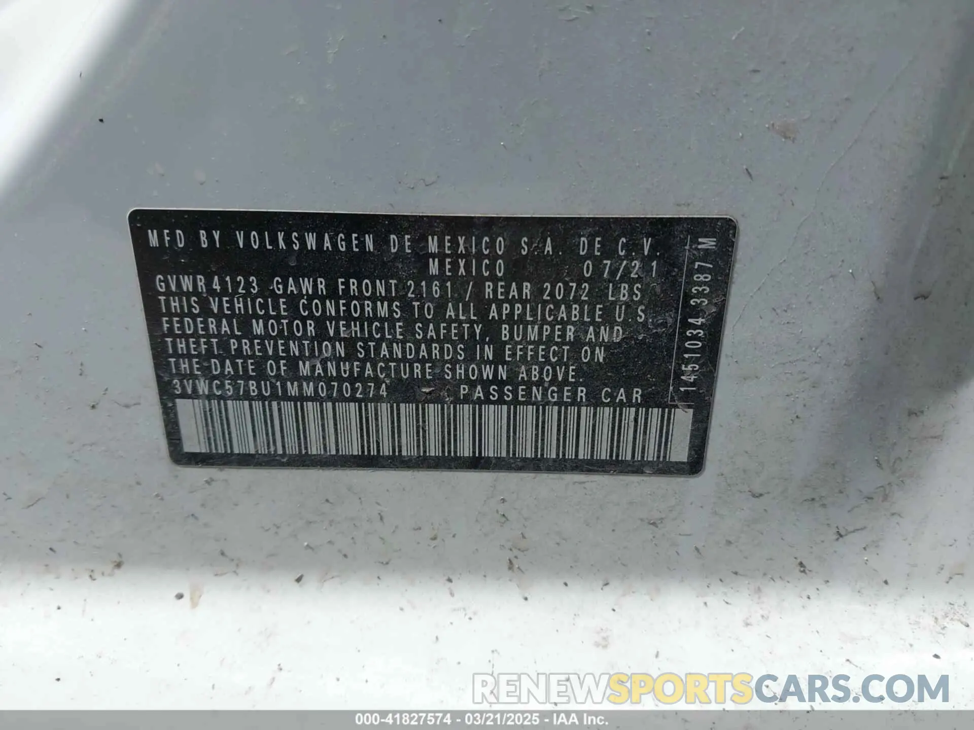 9 Photograph of a damaged car 3VWC57BU1MM070274 VOLKSWAGEN JETTA 2021