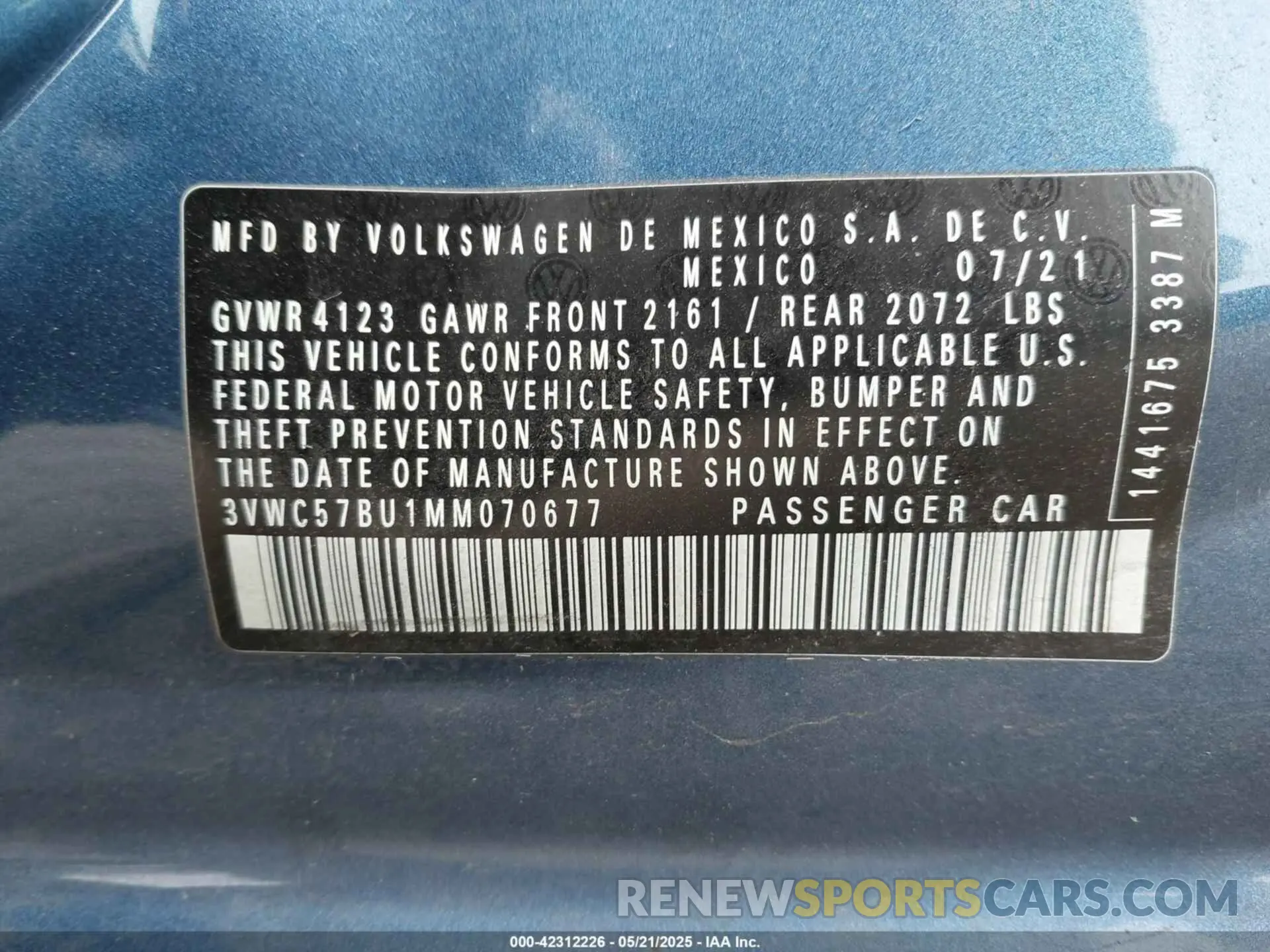 9 Photograph of a damaged car 3VWC57BU1MM070677 VOLKSWAGEN JETTA 2021