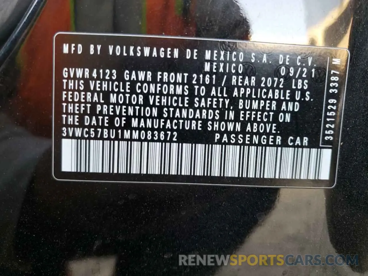 12 Photograph of a damaged car 3VWC57BU1MM083672 VOLKSWAGEN JETTA 2021