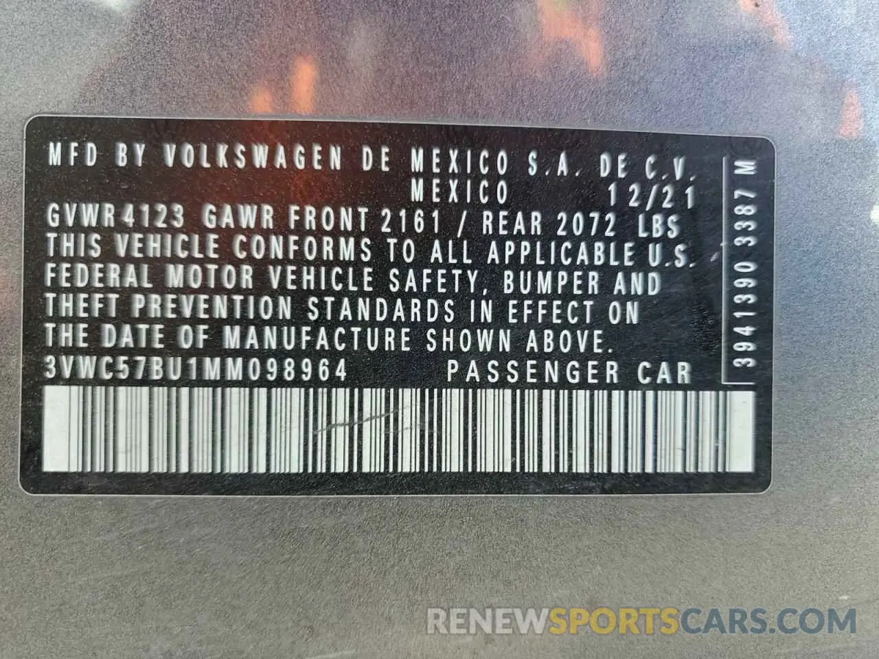 12 Photograph of a damaged car 3VWC57BU1MM098964 VOLKSWAGEN JETTA 2021