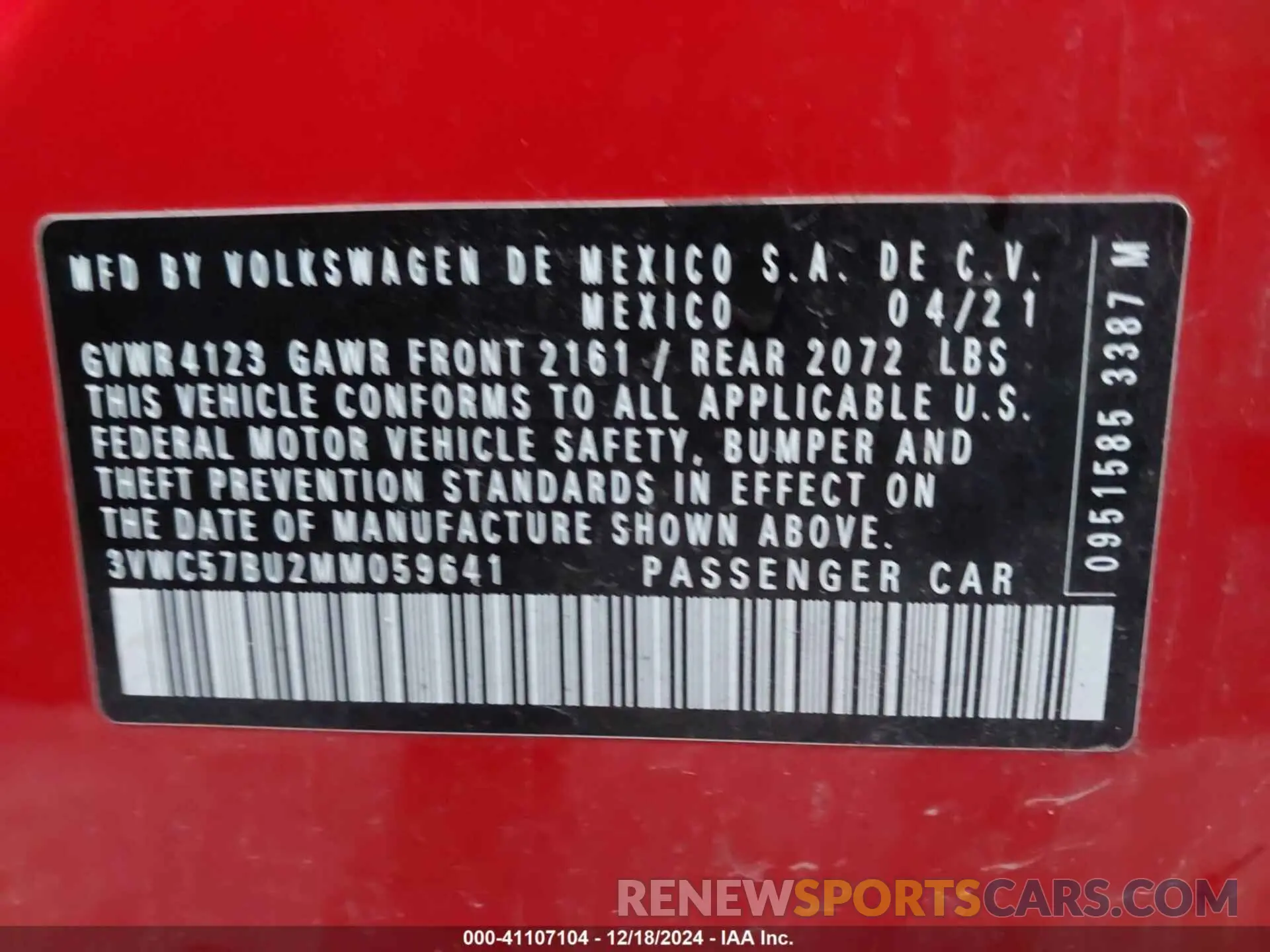 9 Photograph of a damaged car 3VWC57BU2MM059641 VOLKSWAGEN JETTA 2021