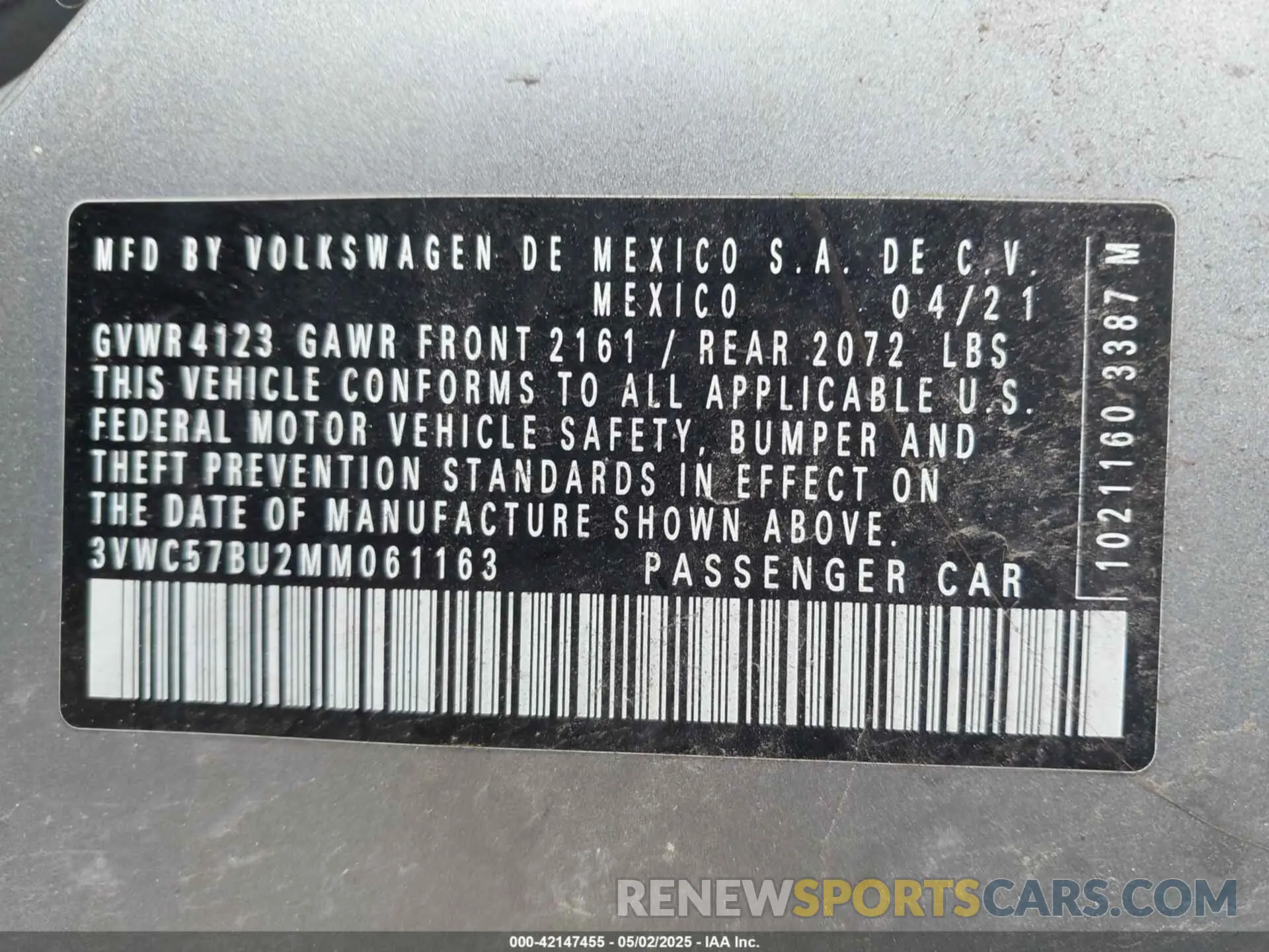 9 Photograph of a damaged car 3VWC57BU2MM061163 VOLKSWAGEN JETTA 2021
