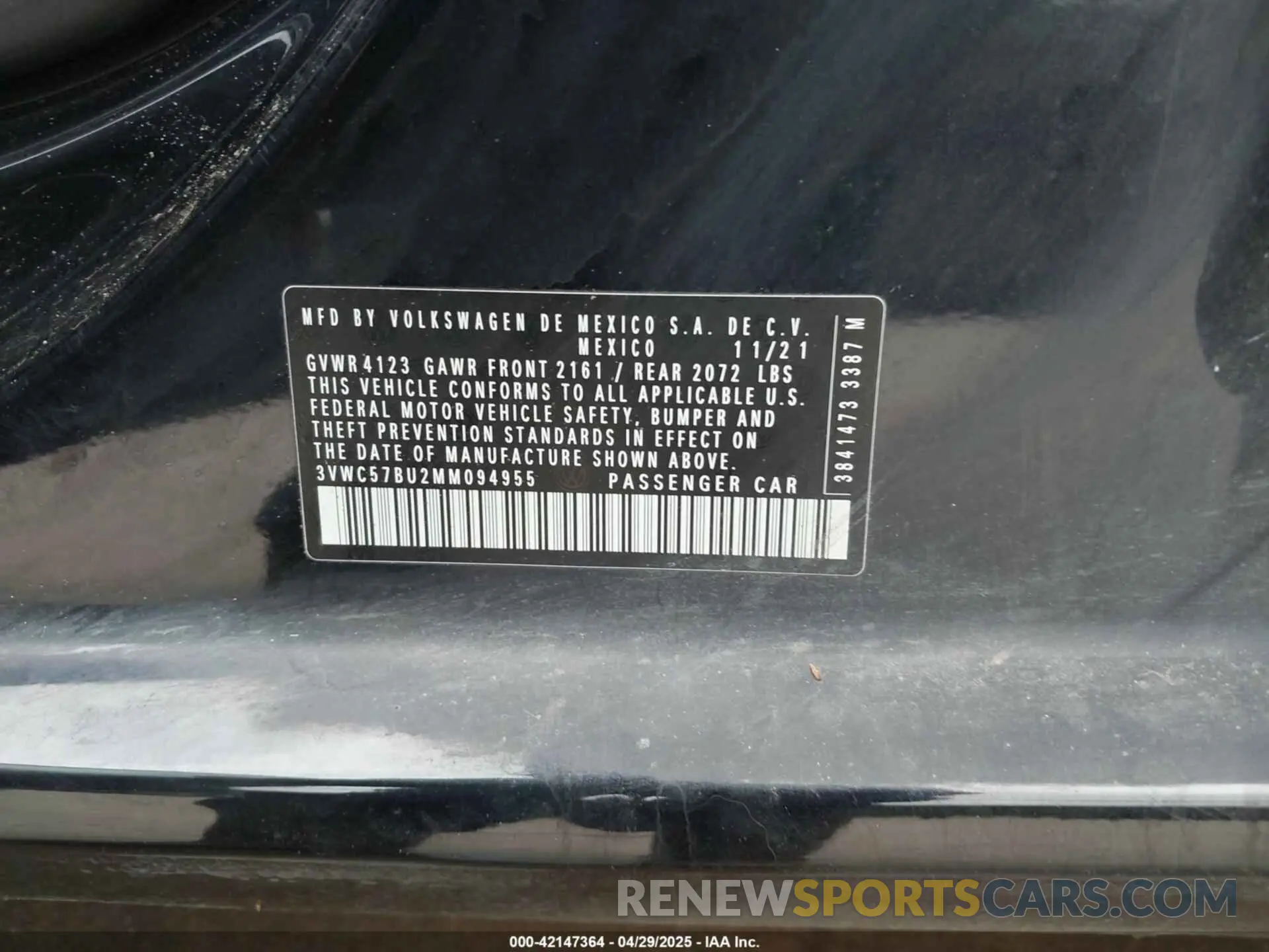 9 Photograph of a damaged car 3VWC57BU2MM094955 VOLKSWAGEN JETTA 2021