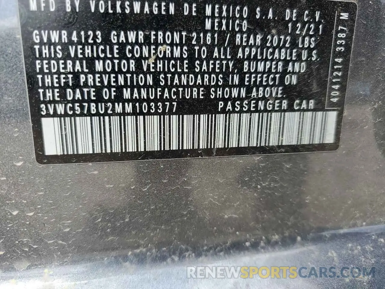 15 Photograph of a damaged car 3VWC57BU2MM103377 VOLKSWAGEN JETTA 2021
