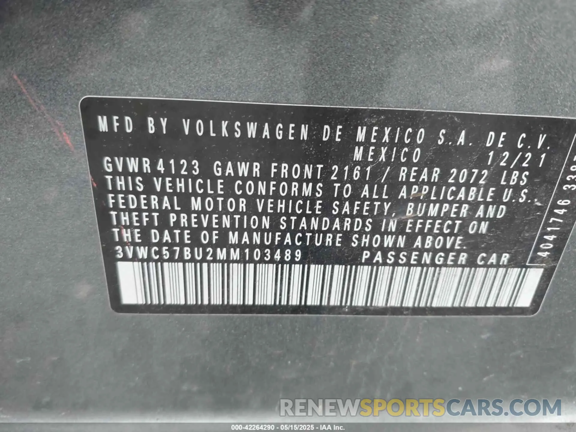 9 Photograph of a damaged car 3VWC57BU2MM103489 VOLKSWAGEN JETTA 2021