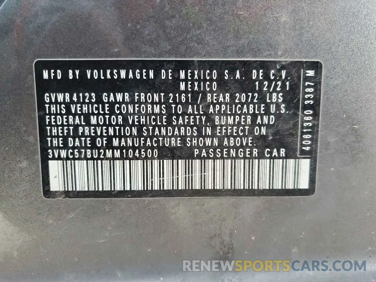 13 Photograph of a damaged car 3VWC57BU2MM104500 VOLKSWAGEN JETTA 2021