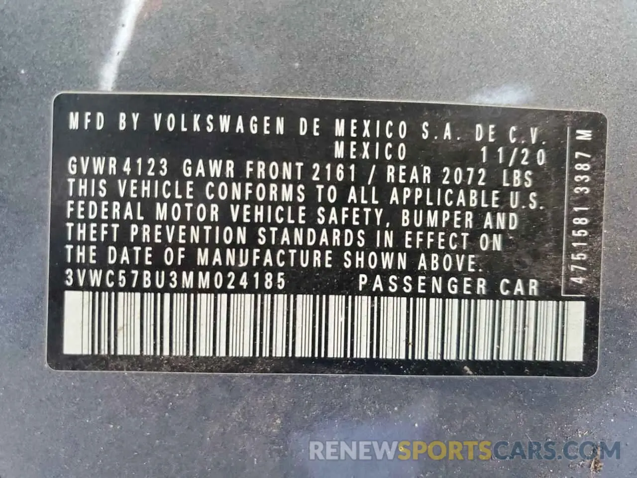 12 Photograph of a damaged car 3VWC57BU3MM024185 VOLKSWAGEN JETTA 2021