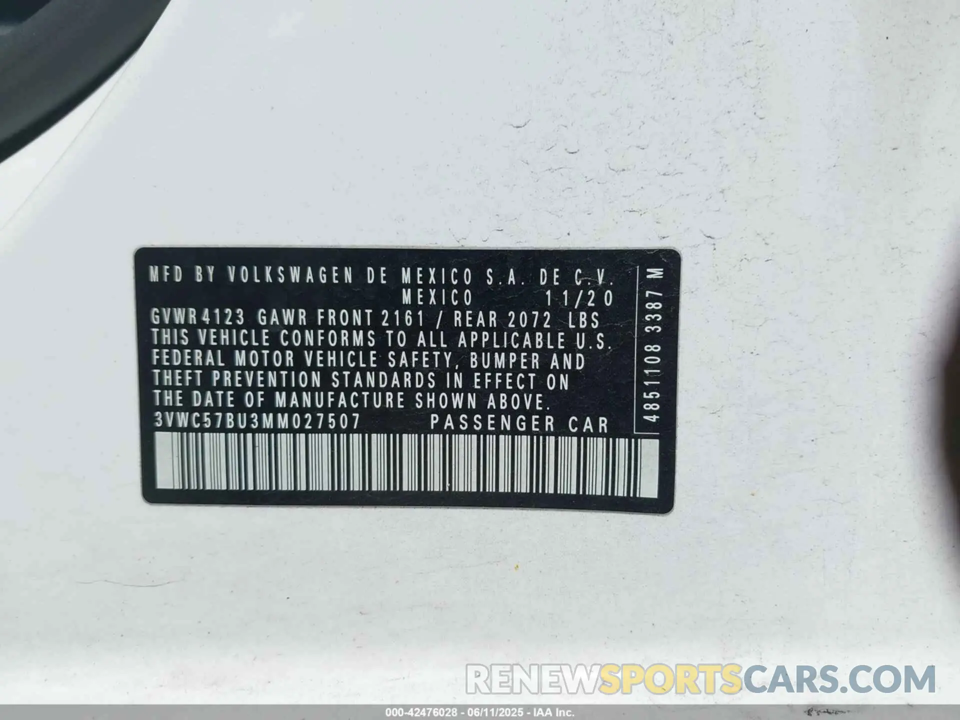 9 Photograph of a damaged car 3VWC57BU3MM027507 VOLKSWAGEN JETTA 2021