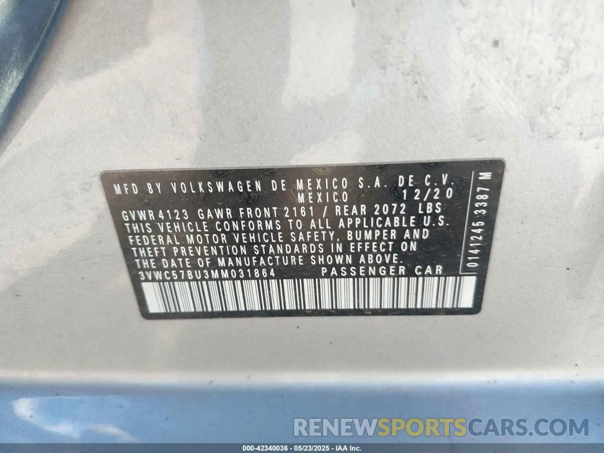 9 Photograph of a damaged car 3VWC57BU3MM031864 VOLKSWAGEN JETTA 2021