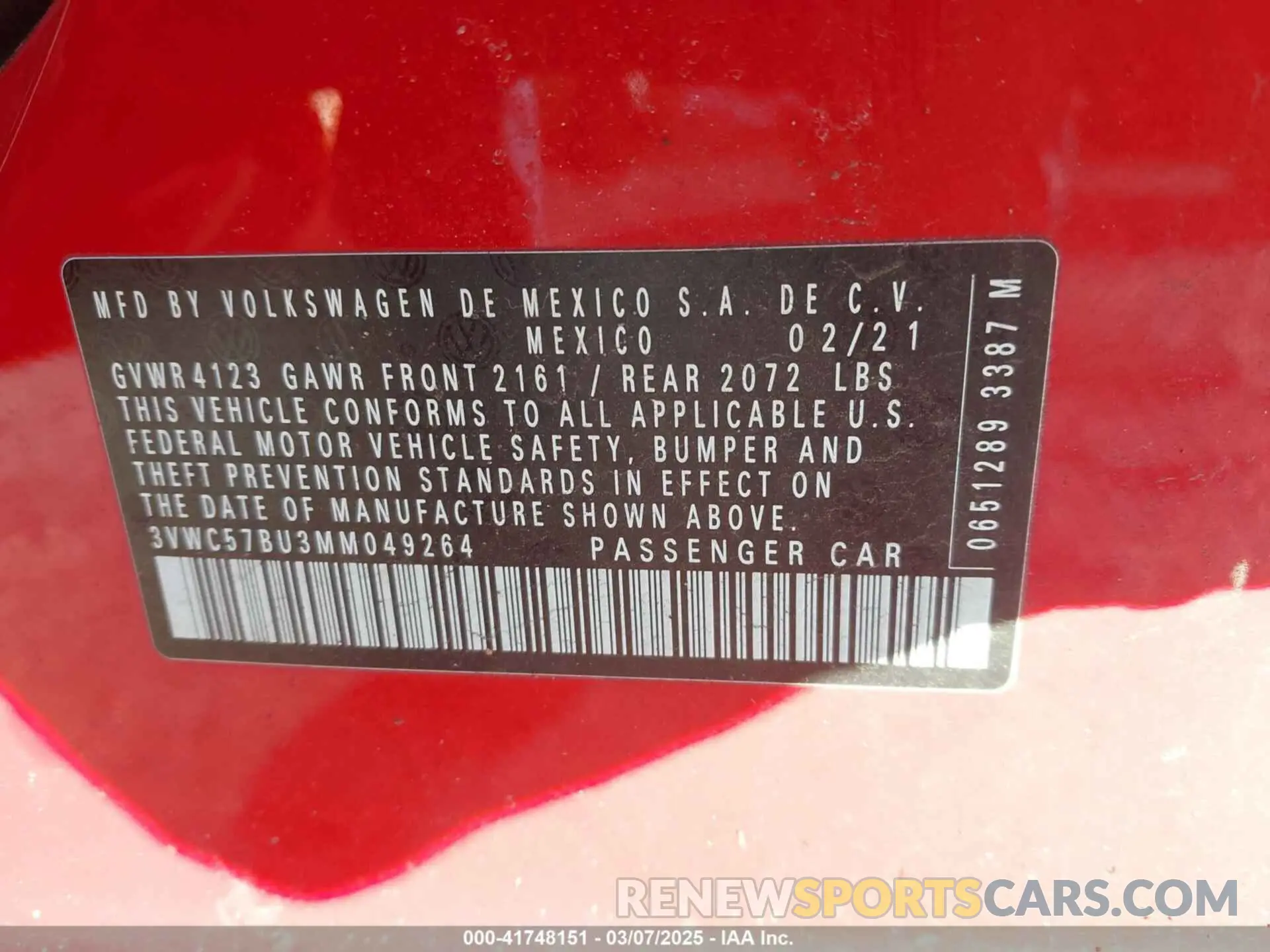 9 Photograph of a damaged car 3VWC57BU3MM049264 VOLKSWAGEN JETTA 2021