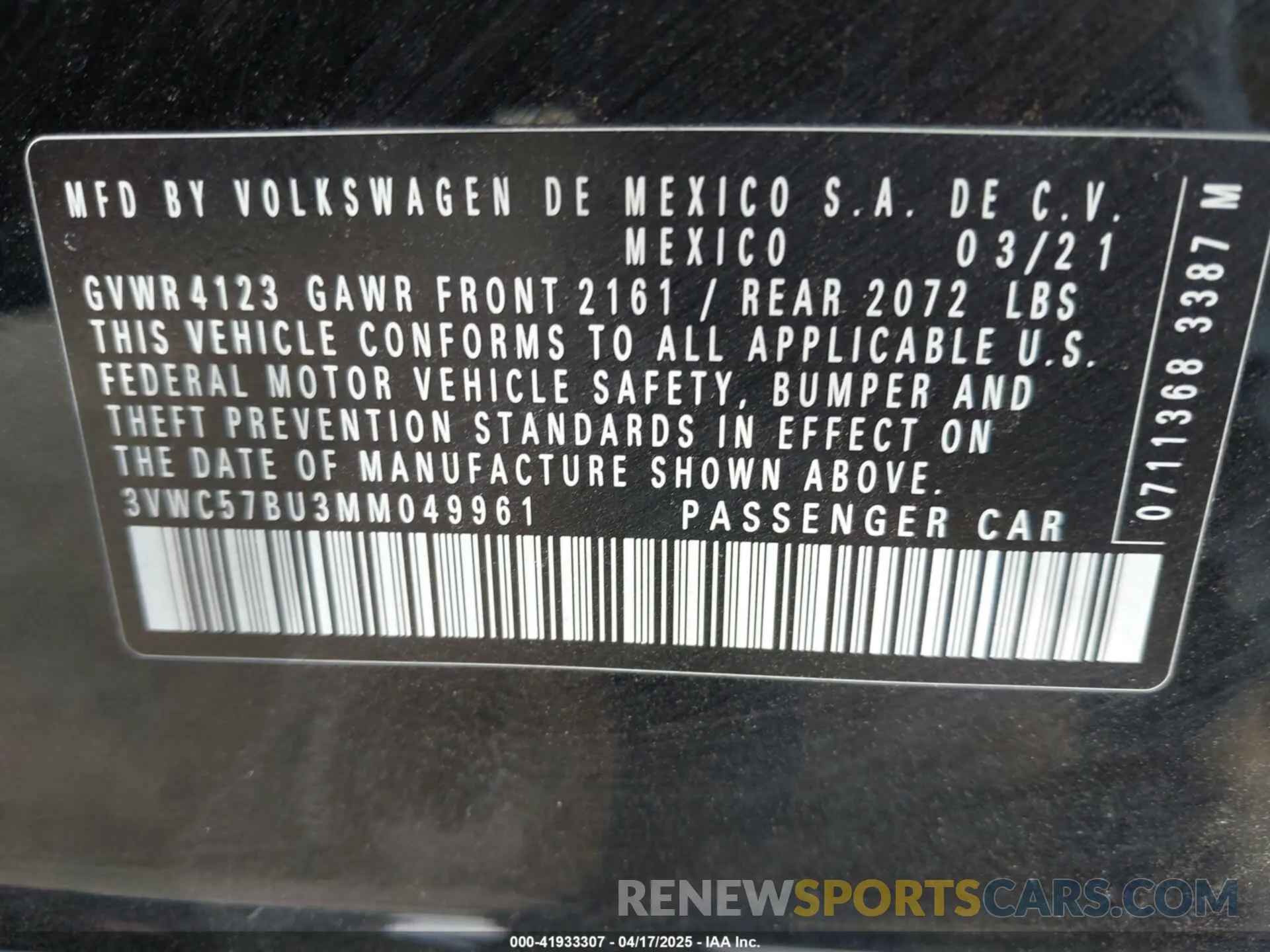 9 Photograph of a damaged car 3VWC57BU3MM049961 VOLKSWAGEN JETTA 2021