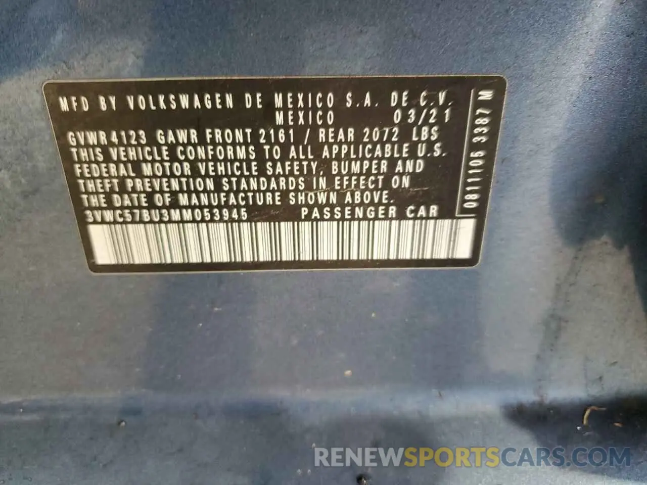 12 Photograph of a damaged car 3VWC57BU3MM053945 VOLKSWAGEN JETTA 2021