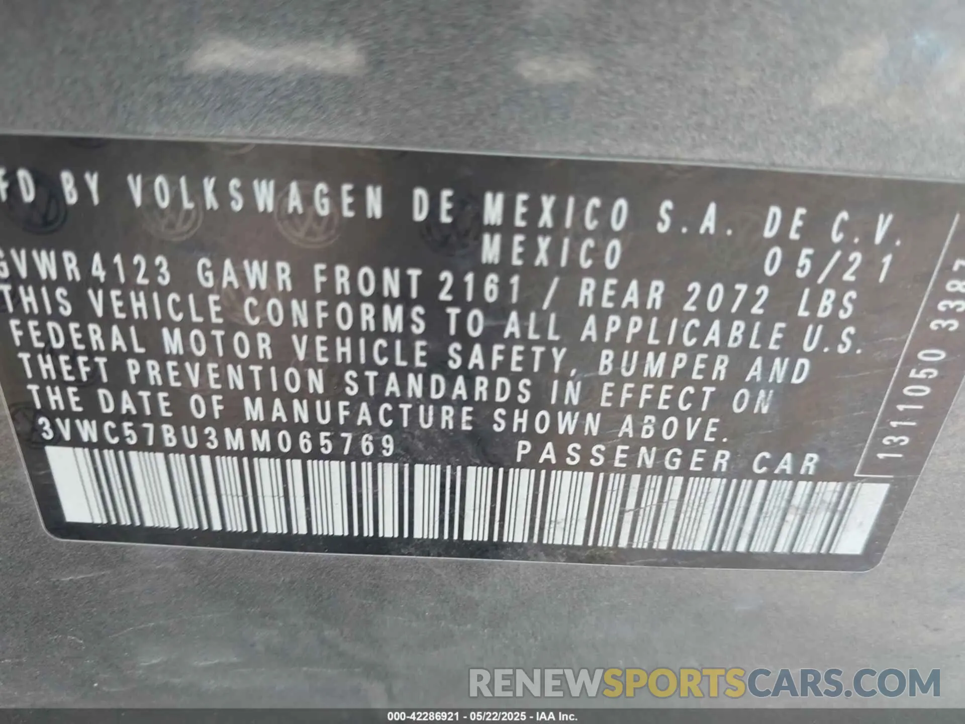 9 Photograph of a damaged car 3VWC57BU3MM065769 VOLKSWAGEN JETTA 2021