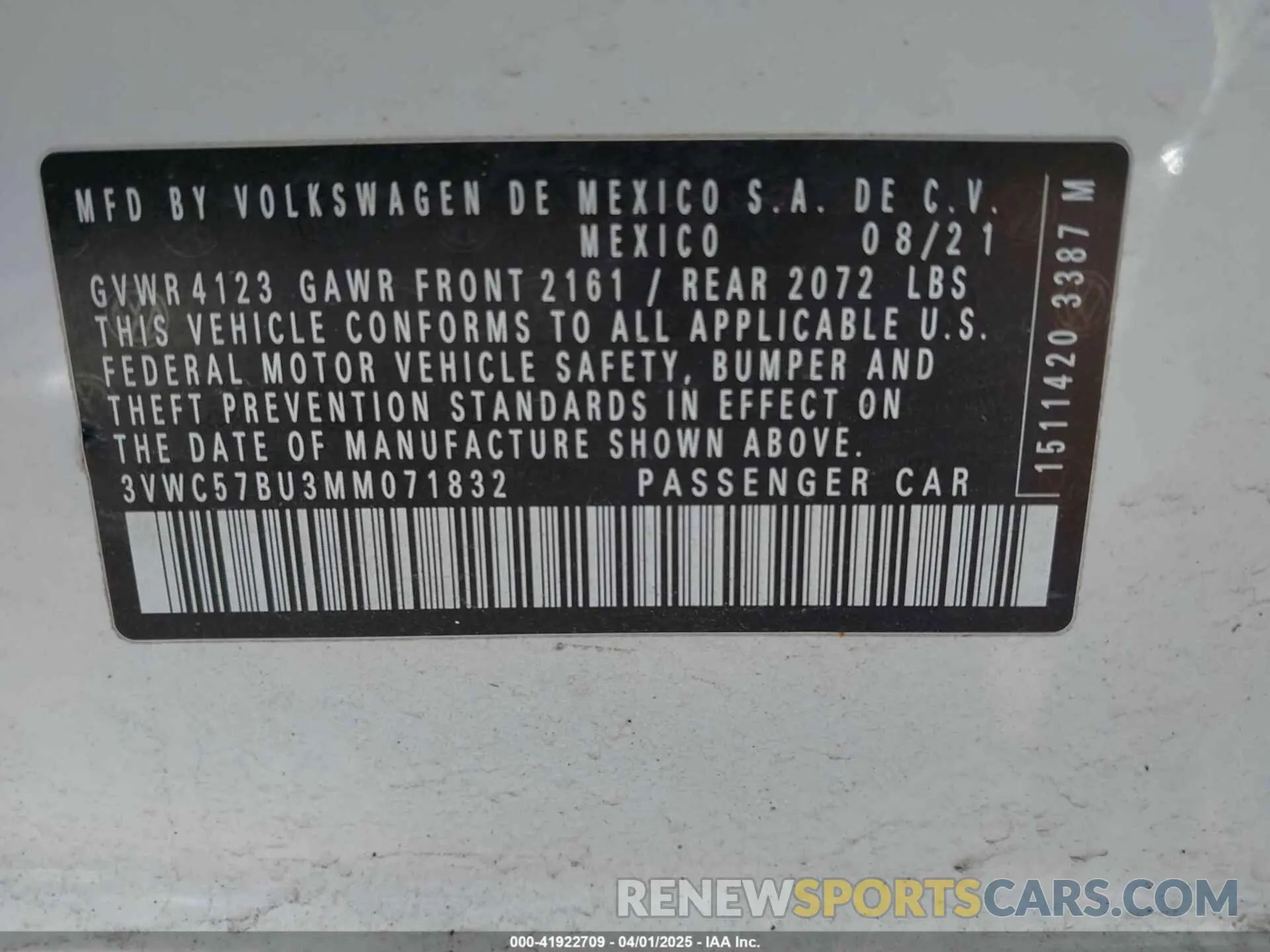 9 Photograph of a damaged car 3VWC57BU3MM071832 VOLKSWAGEN JETTA 2021
