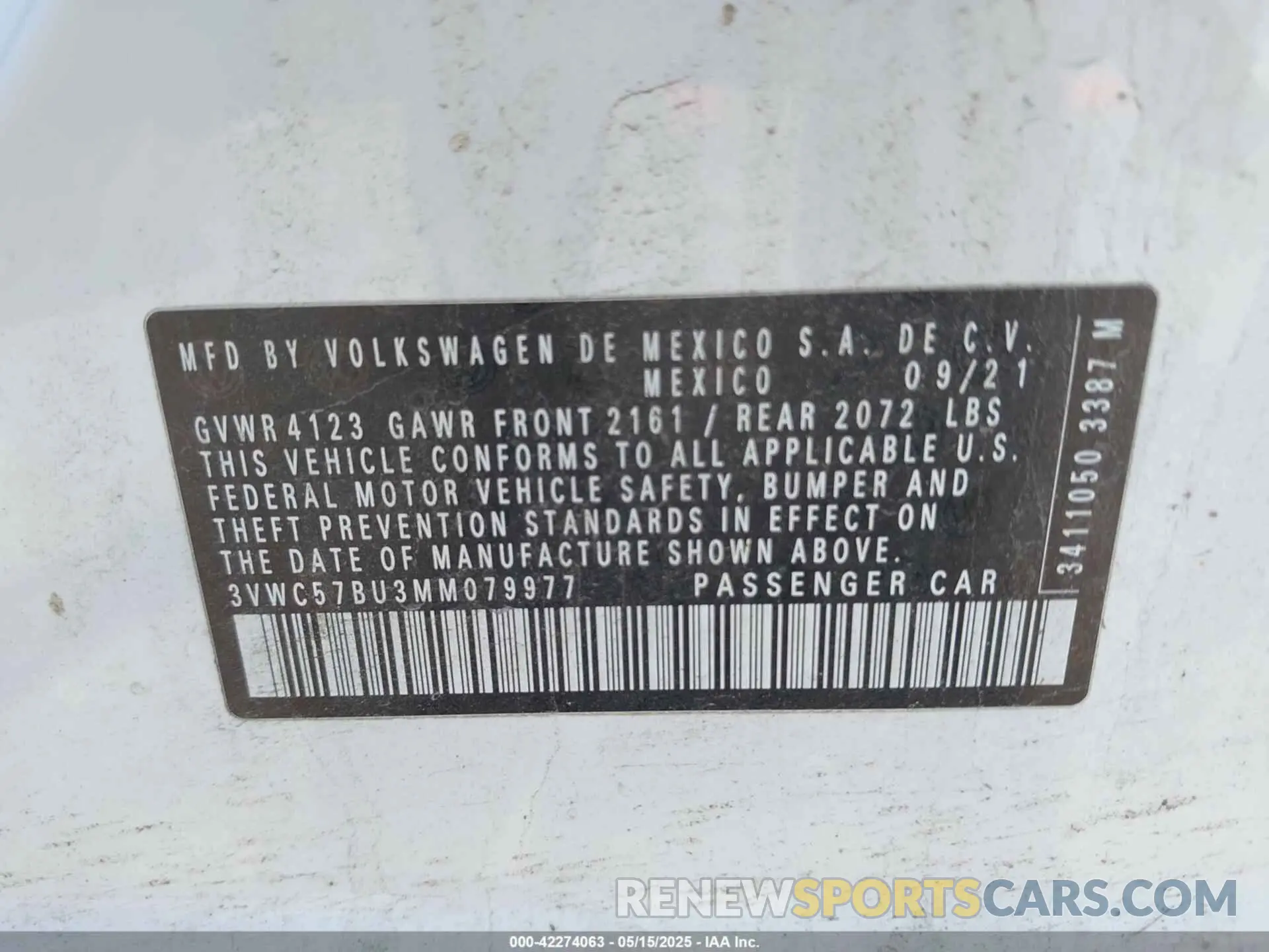 9 Photograph of a damaged car 3VWC57BU3MM079977 VOLKSWAGEN JETTA 2021