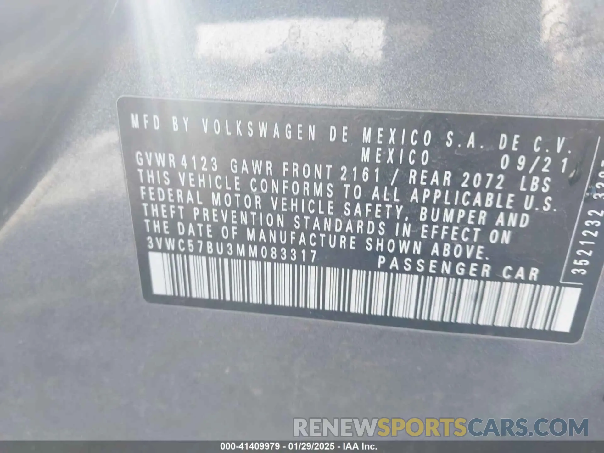 9 Photograph of a damaged car 3VWC57BU3MM083317 VOLKSWAGEN JETTA 2021