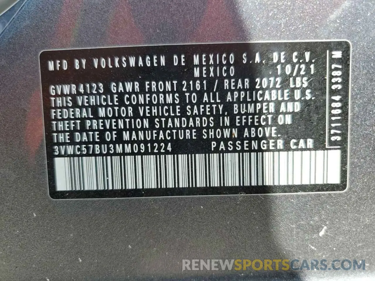 12 Photograph of a damaged car 3VWC57BU3MM091224 VOLKSWAGEN JETTA 2021
