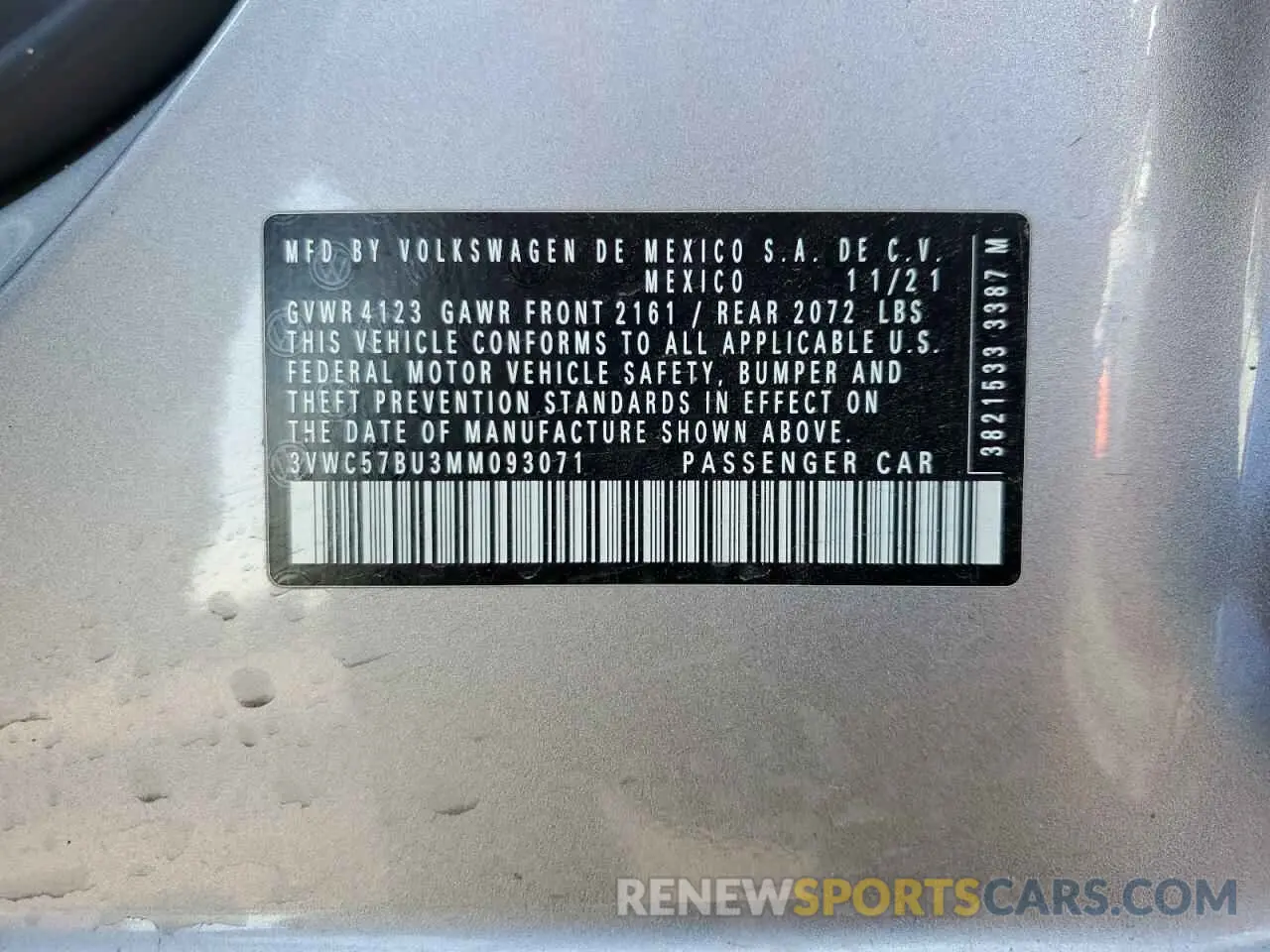 12 Photograph of a damaged car 3VWC57BU3MM093071 VOLKSWAGEN JETTA 2021