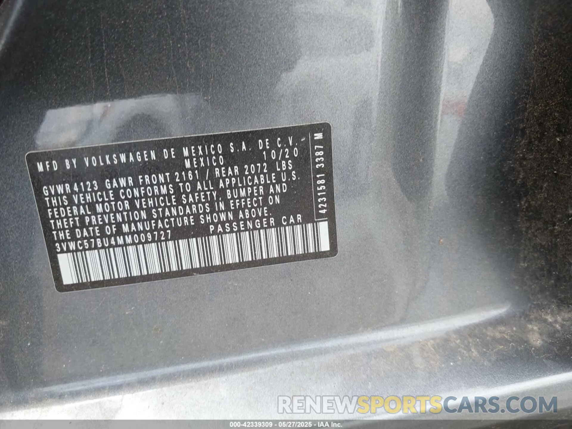 9 Photograph of a damaged car 3VWC57BU4MM009727 VOLKSWAGEN JETTA 2021