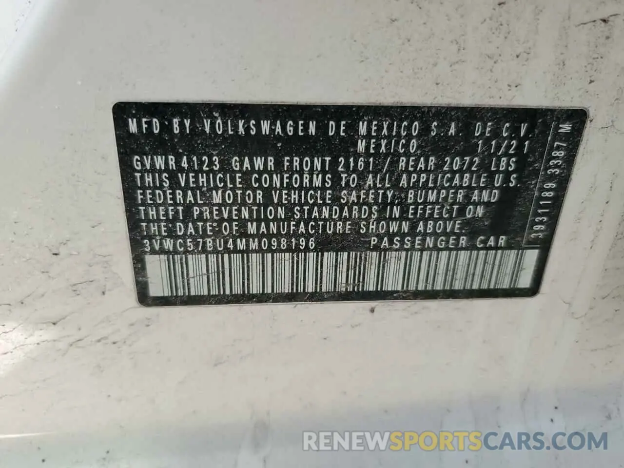 12 Photograph of a damaged car 3VWC57BU4MM098196 VOLKSWAGEN JETTA 2021