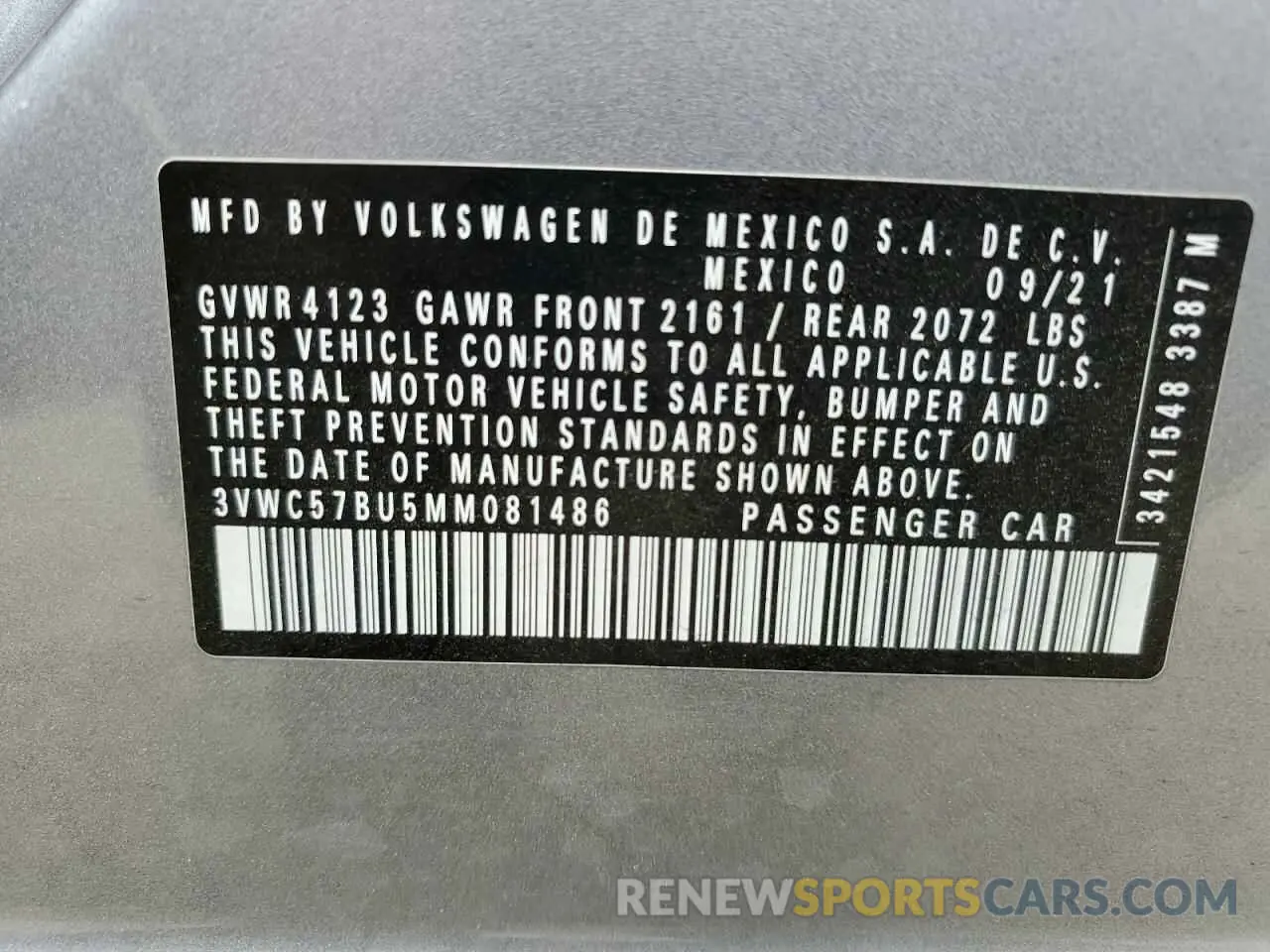 12 Photograph of a damaged car 3VWC57BU5MM081486 VOLKSWAGEN JETTA 2021