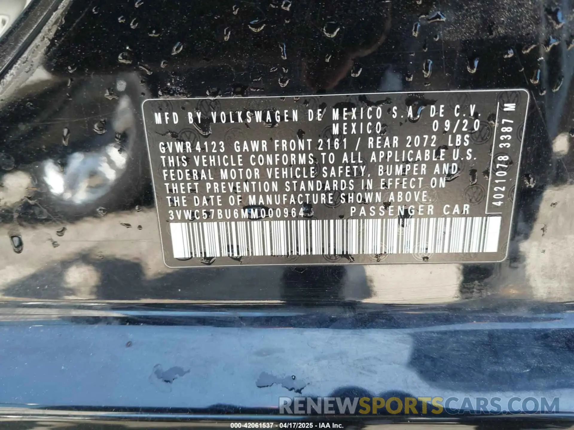 9 Photograph of a damaged car 3VWC57BU6MM000964 VOLKSWAGEN JETTA 2021