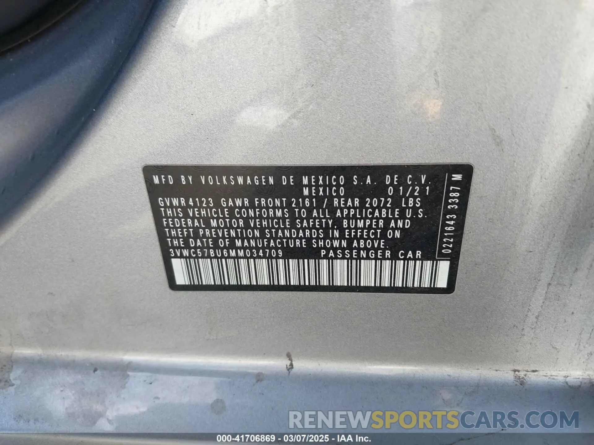 9 Photograph of a damaged car 3VWC57BU6MM034709 VOLKSWAGEN JETTA 2021