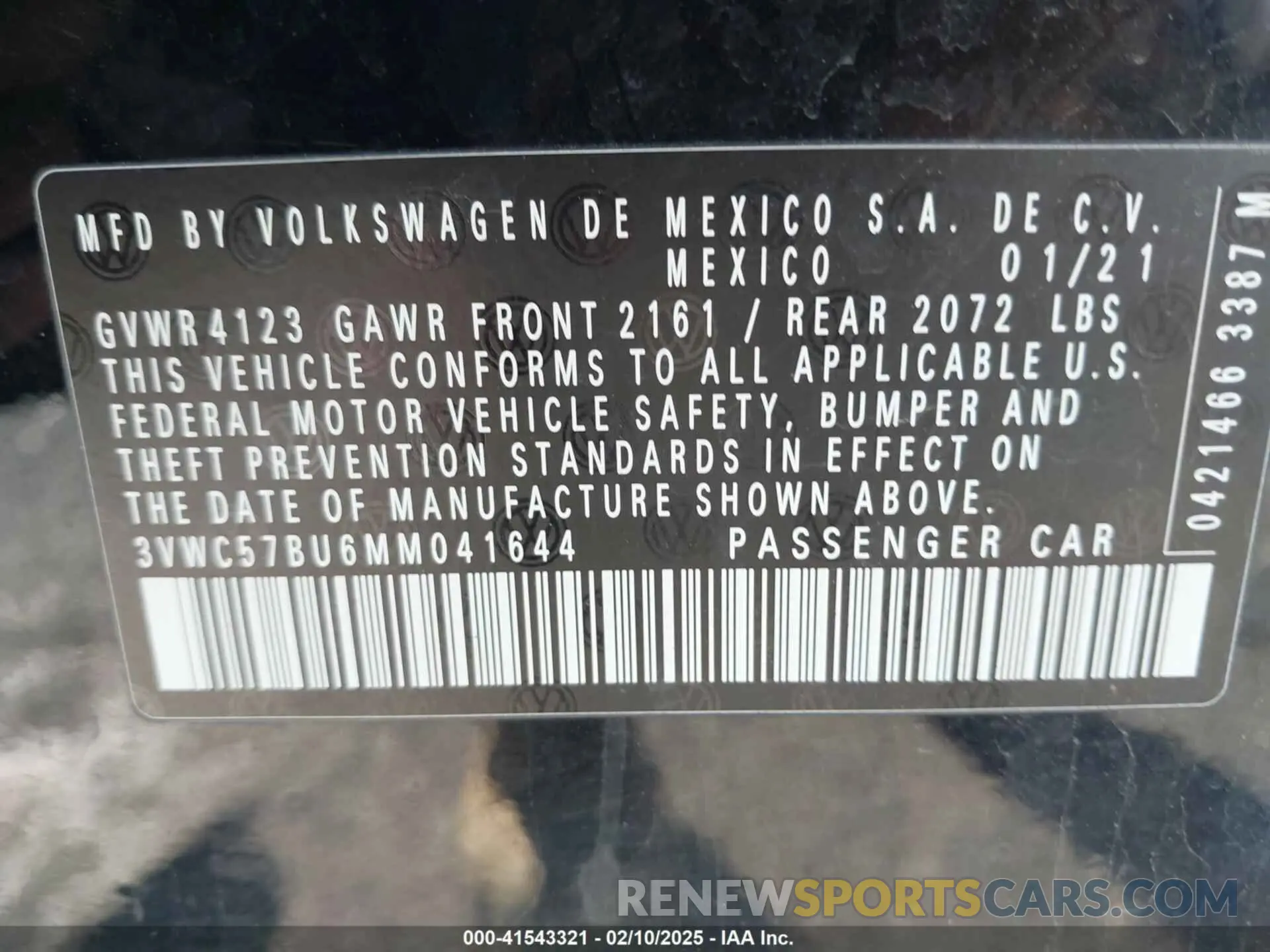 9 Photograph of a damaged car 3VWC57BU6MM041644 VOLKSWAGEN JETTA 2021