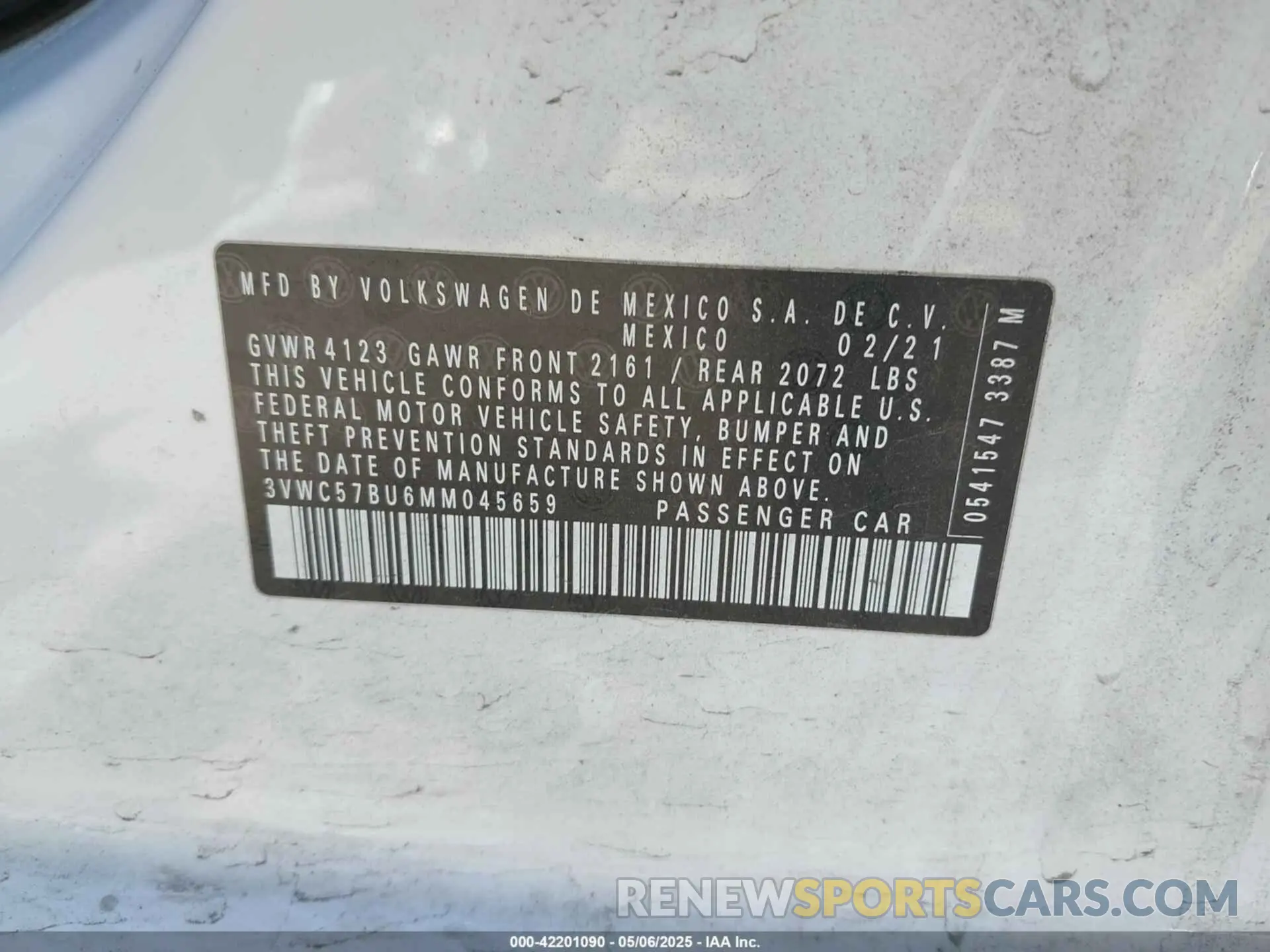 9 Photograph of a damaged car 3VWC57BU6MM045659 VOLKSWAGEN JETTA 2021