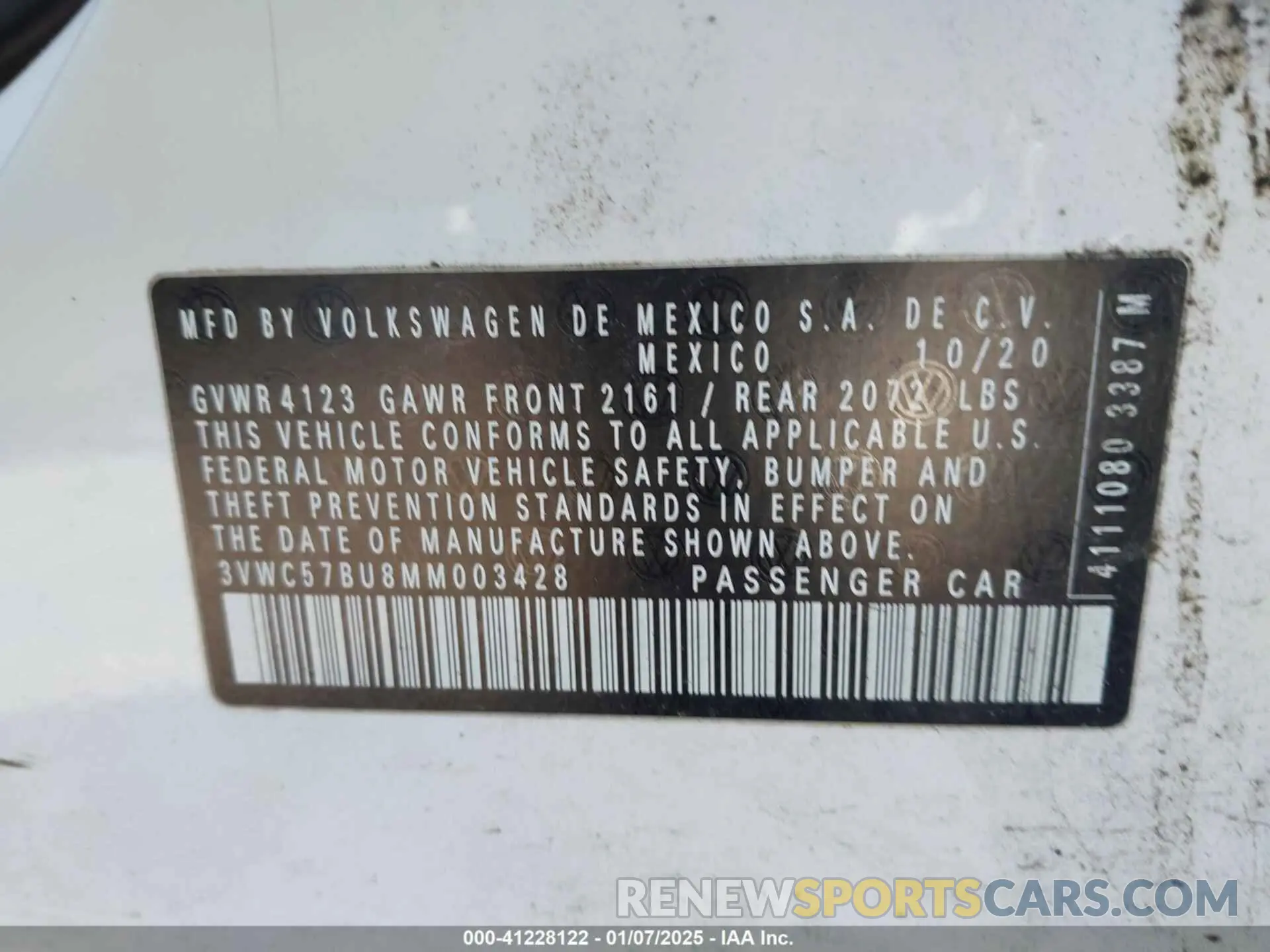 9 Photograph of a damaged car 3VWC57BU8MM003428 VOLKSWAGEN JETTA 2021