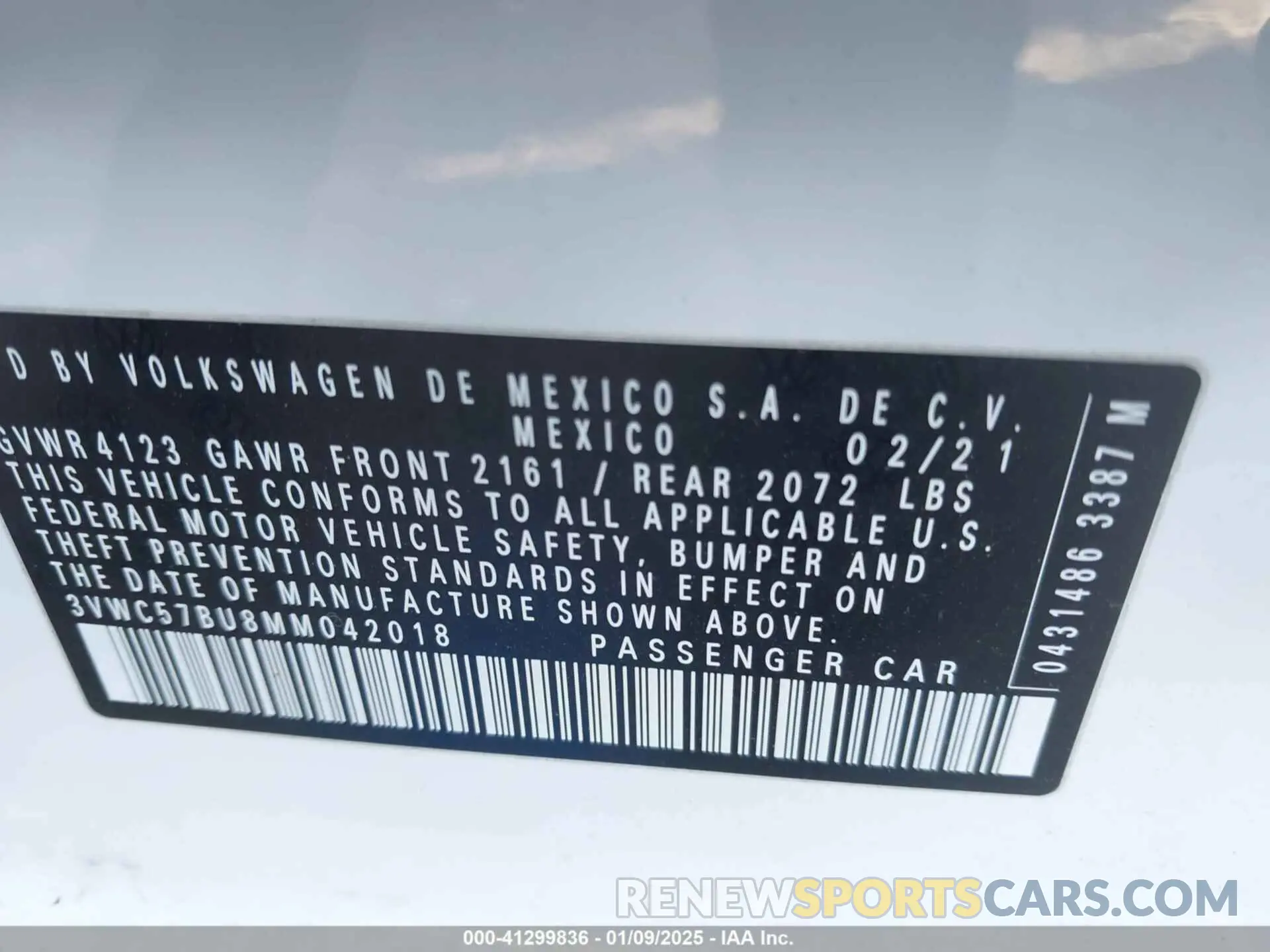 9 Photograph of a damaged car 3VWC57BU8MM042018 VOLKSWAGEN JETTA 2021