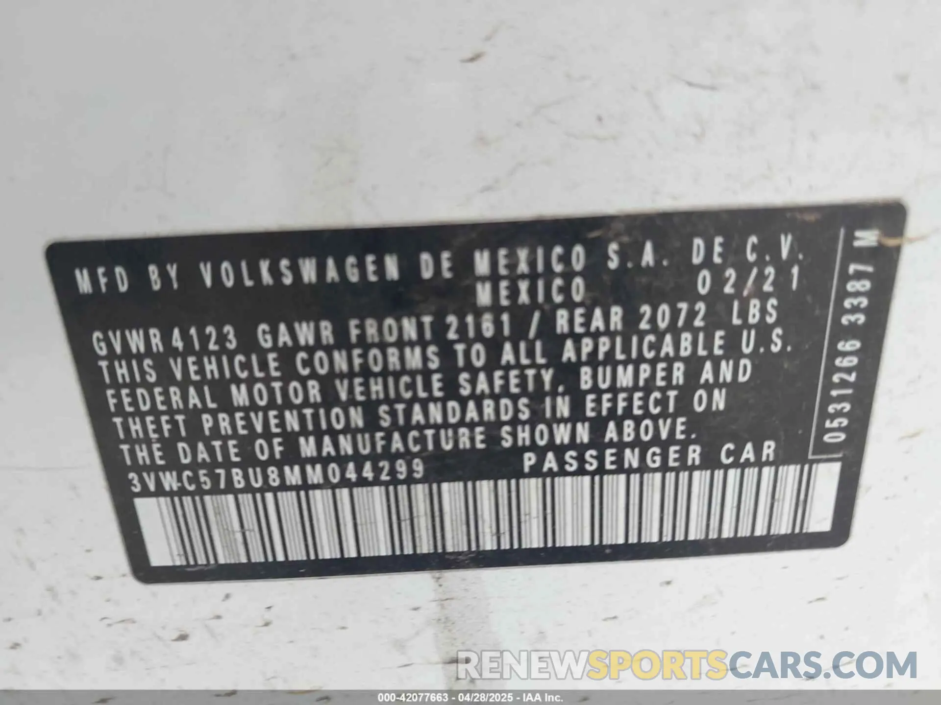 9 Photograph of a damaged car 3VWC57BU8MM044299 VOLKSWAGEN JETTA 2021