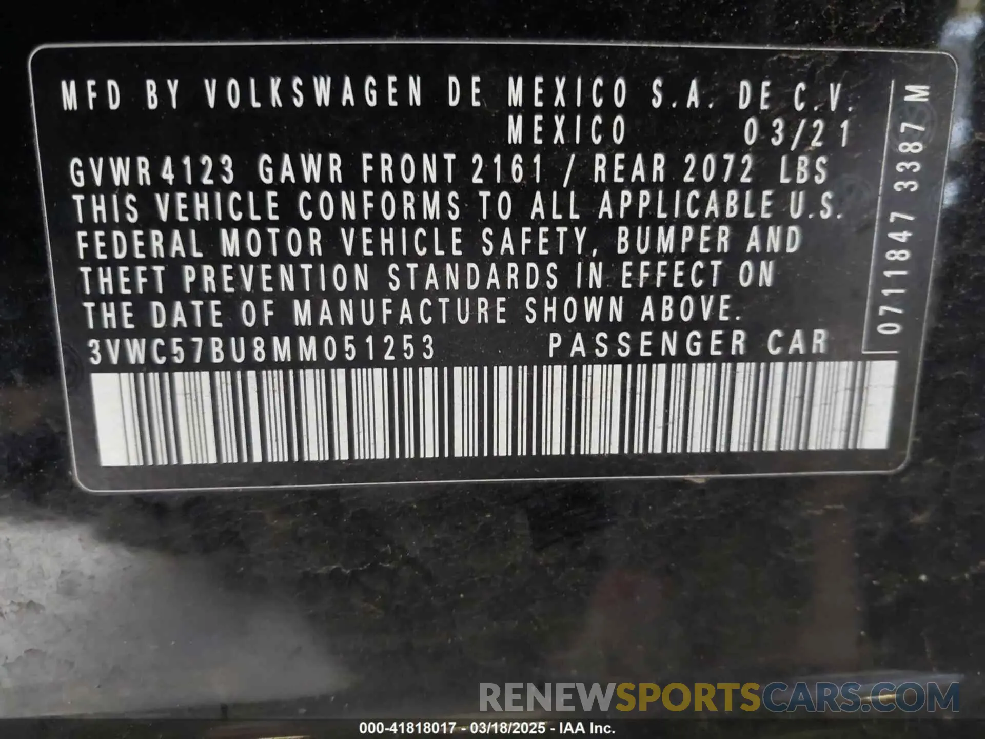 9 Photograph of a damaged car 3VWC57BU8MM051253 VOLKSWAGEN JETTA 2021
